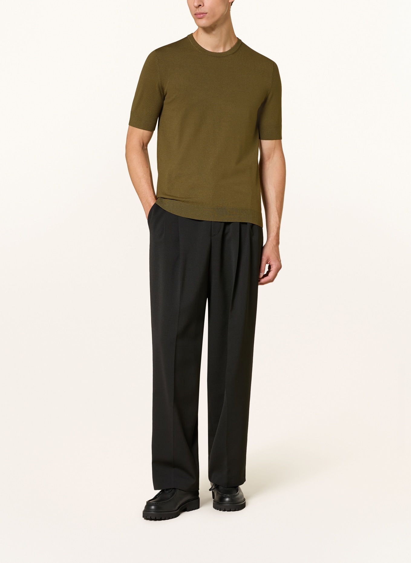 HUGO Strickshirt SAN CARL: OLIV