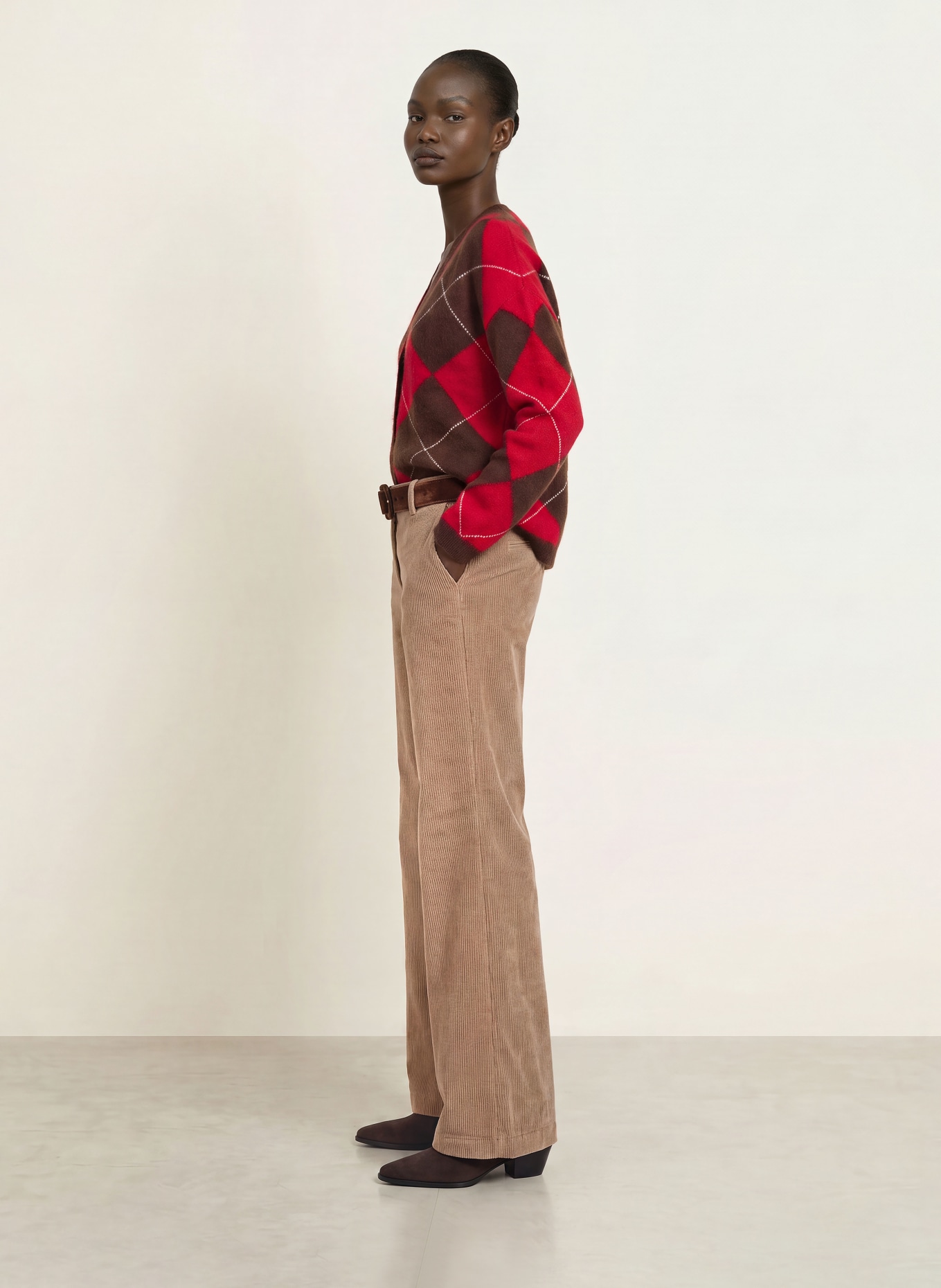 CAMBIO Pantalon marinière AMELIE en velours côtelé: BEIGE