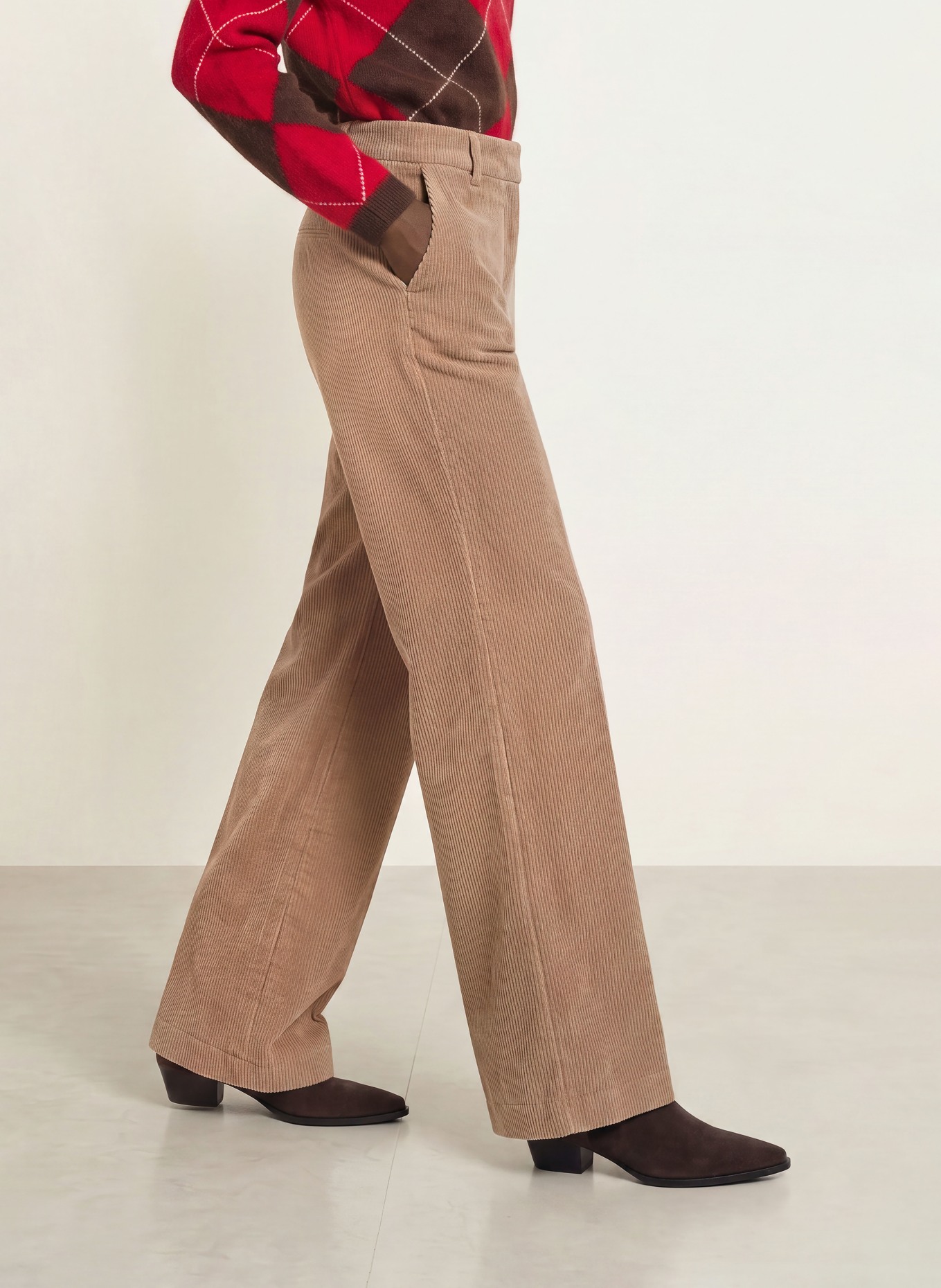 CAMBIO Pantalon marinière AMELIE en velours côtelé: BEIGE