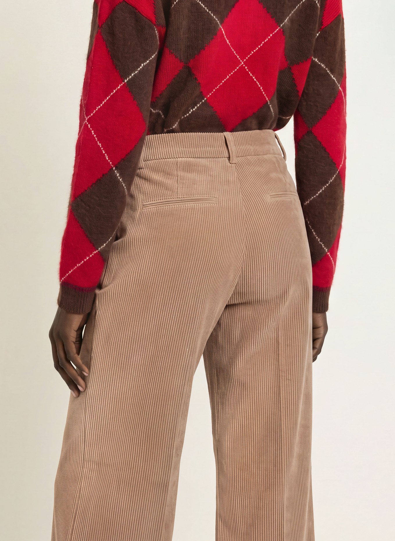 CAMBIO Pantalon marinière AMELIE en velours côtelé: BEIGE