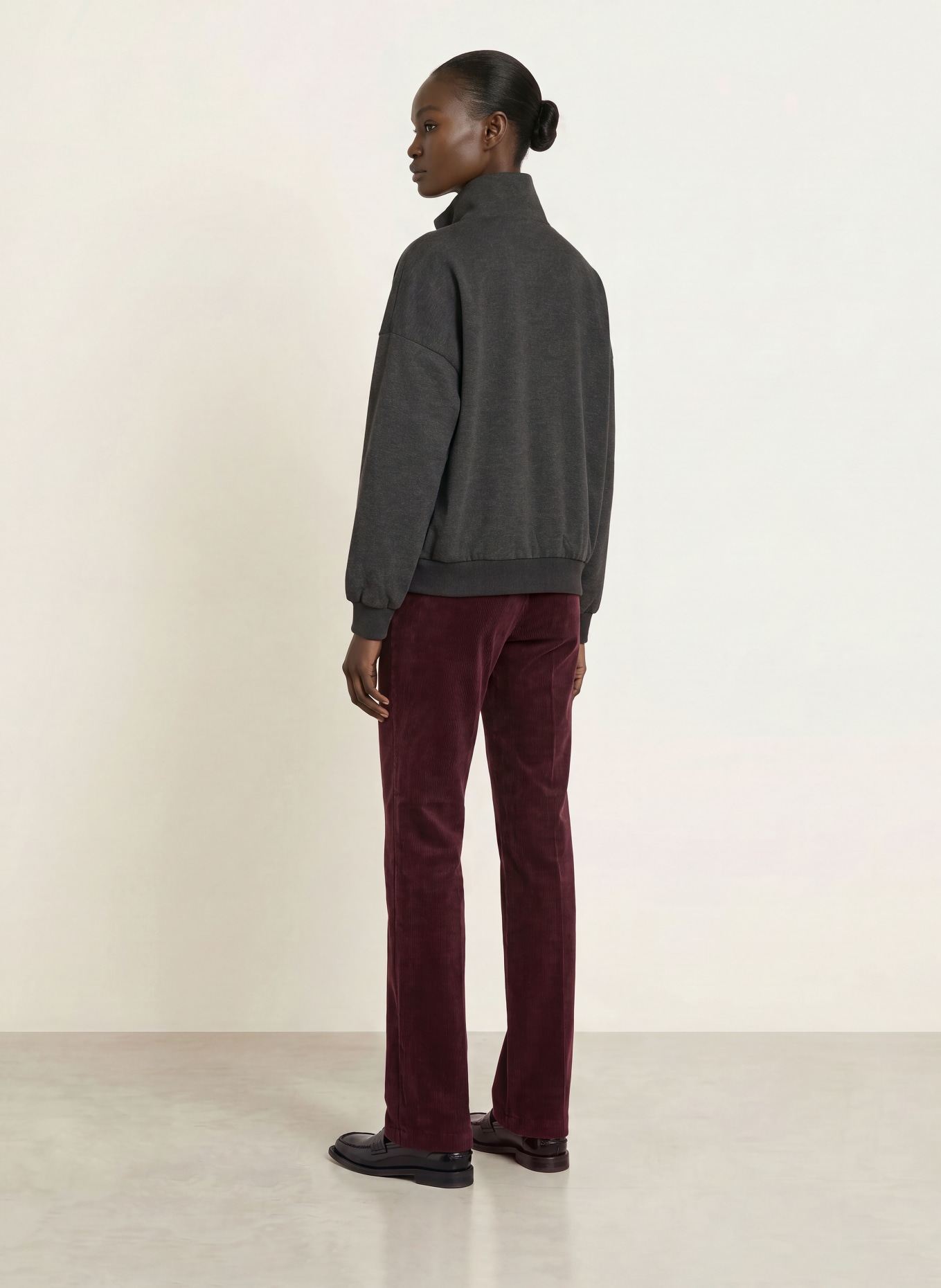 CAMBIO Pantalon marinière AMELIE en velours côtelé: ROUGE FONCÉ
