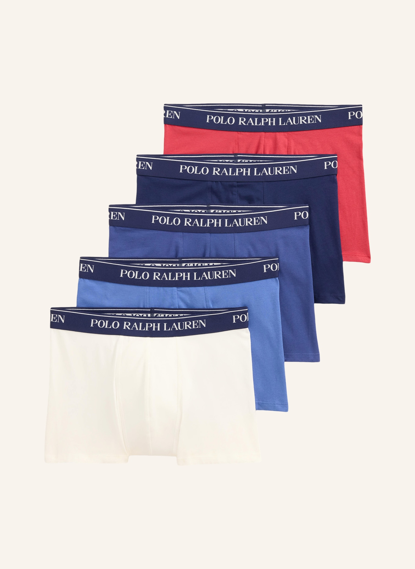 POLO RALPH LAUREN 5-pack boxershorts: WIT / ROOD / BLAUW