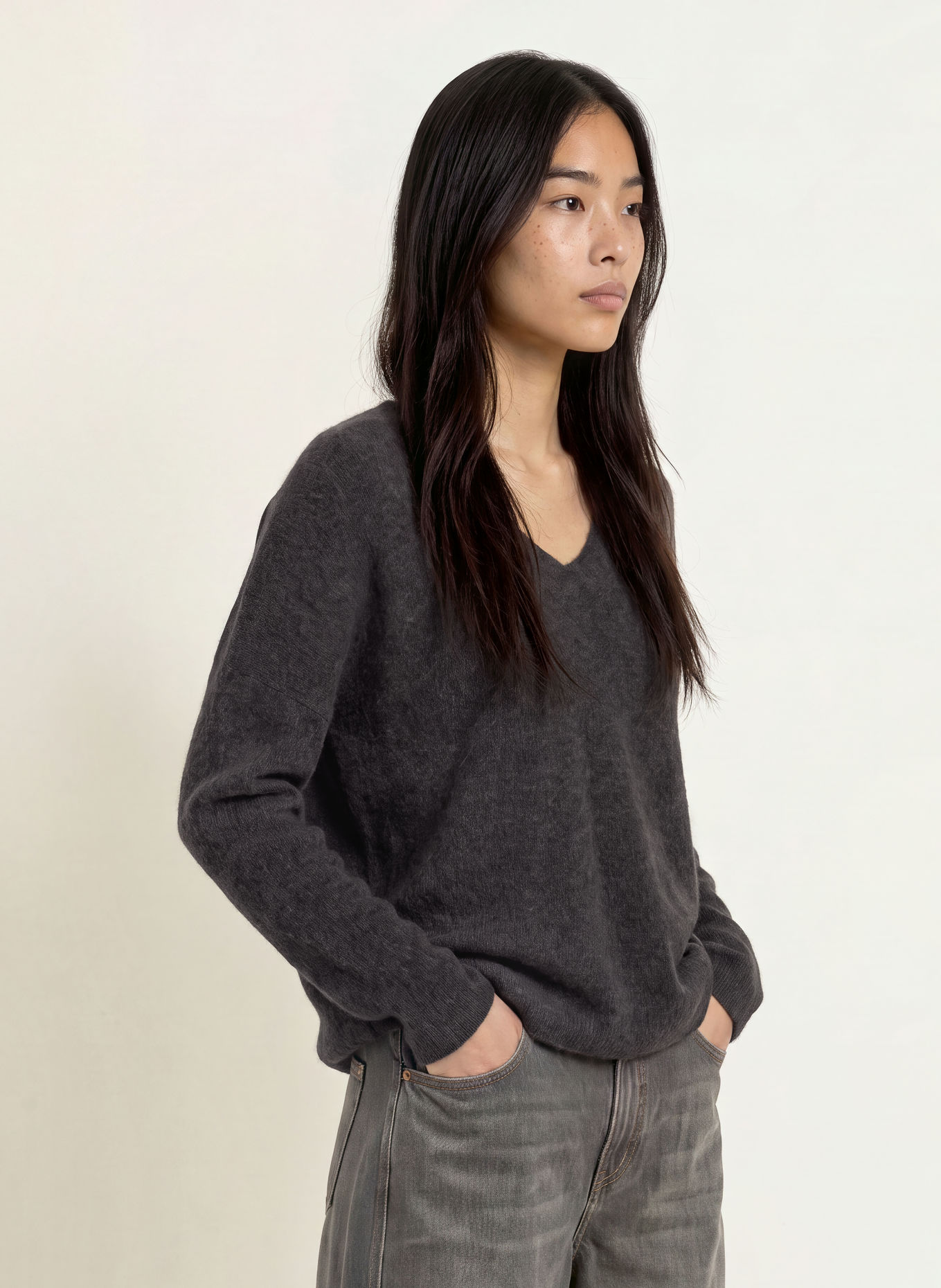 MOS MOSH Pullover THORA mit Alpaka: DUNKELGRAU