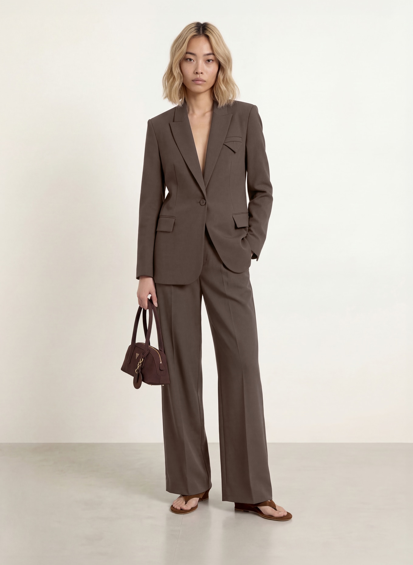 CPH MUSE Wide leg trousers CMTAILOR: DARK BROWN