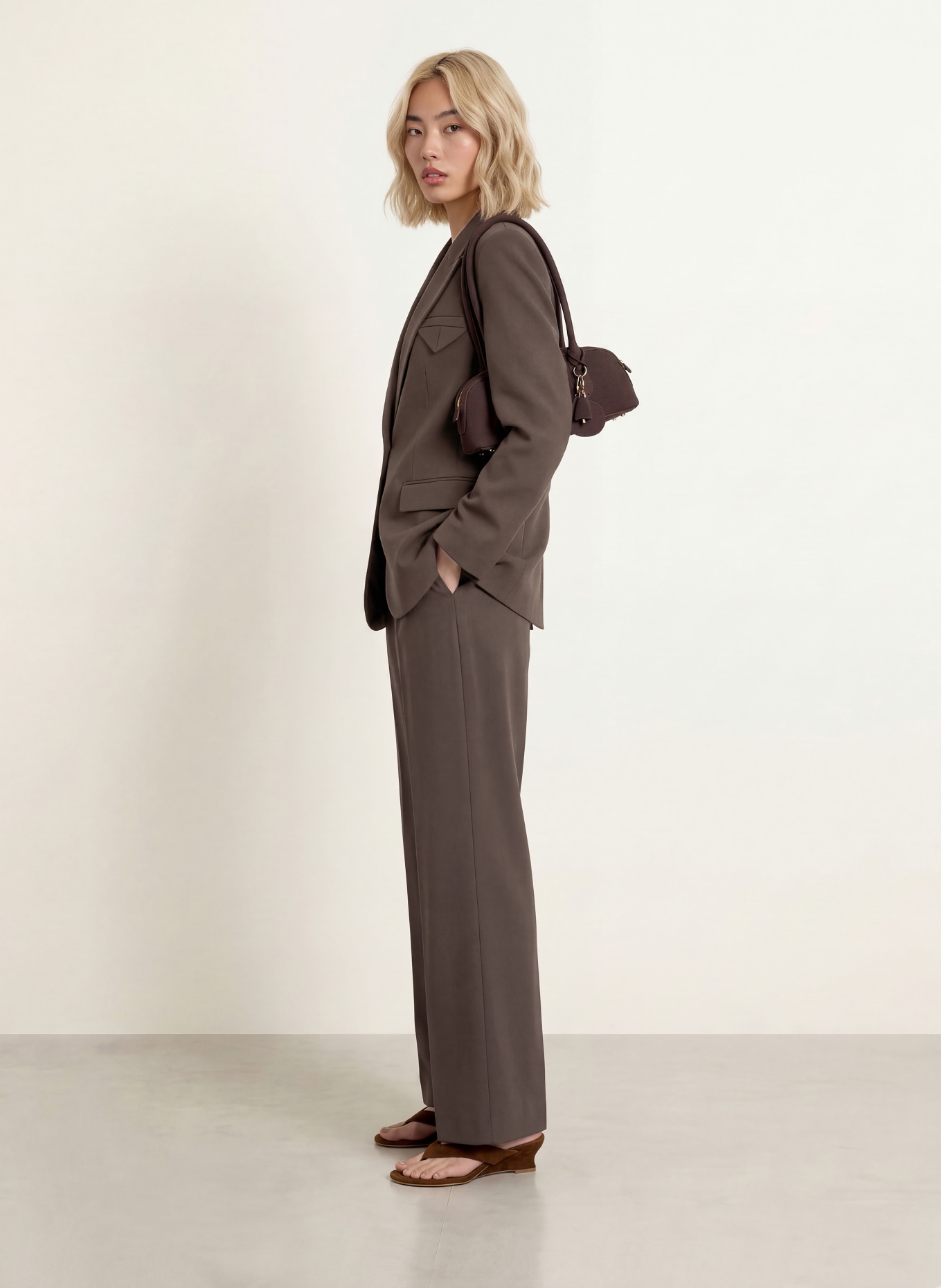 CPH MUSE Wide leg trousers CMTAILOR: DARK BROWN