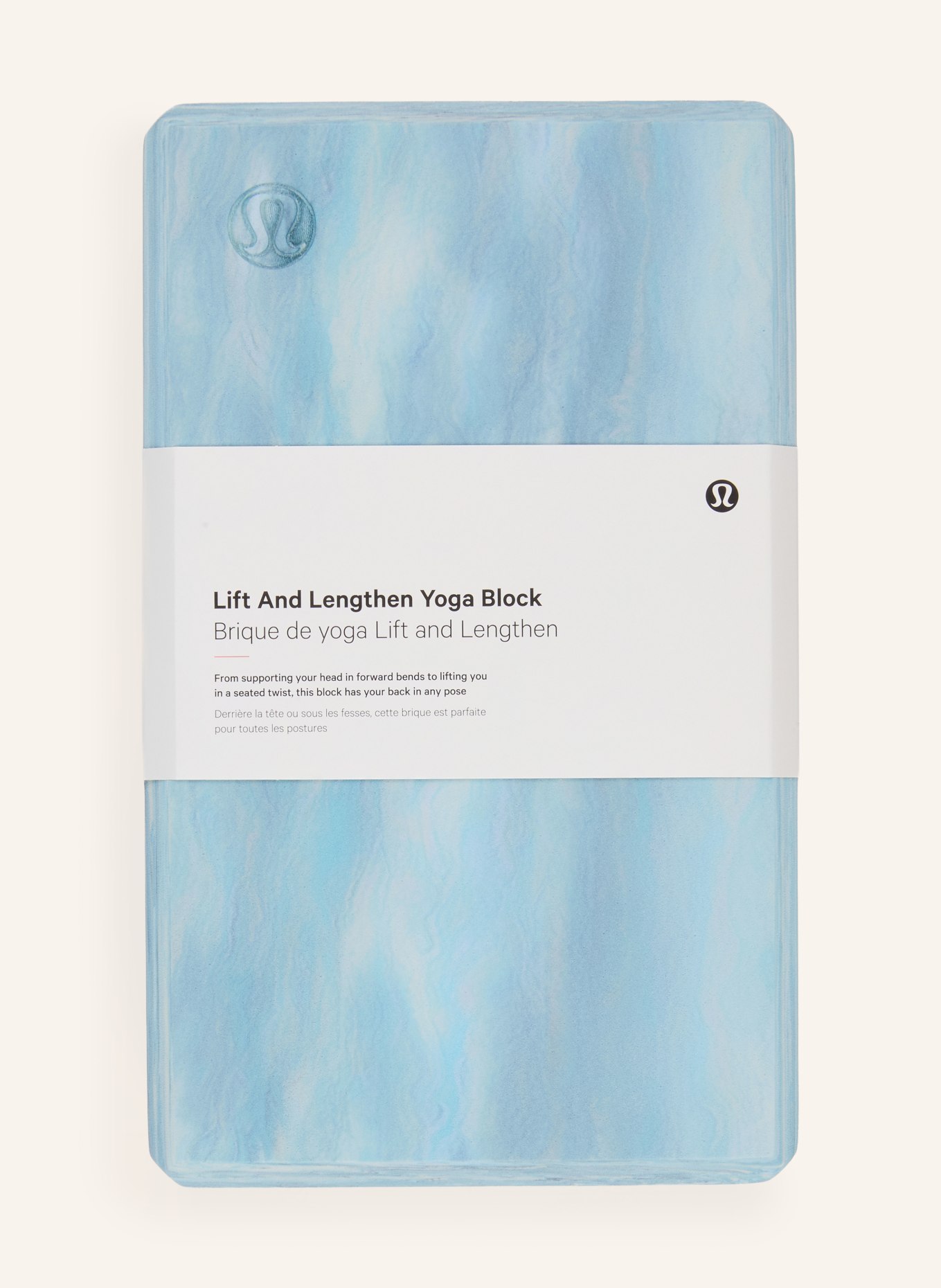 lululemon Yogablok LIFT AND LENGTHEN: LICHTBLAUW / DONKERBLAUW / WIT