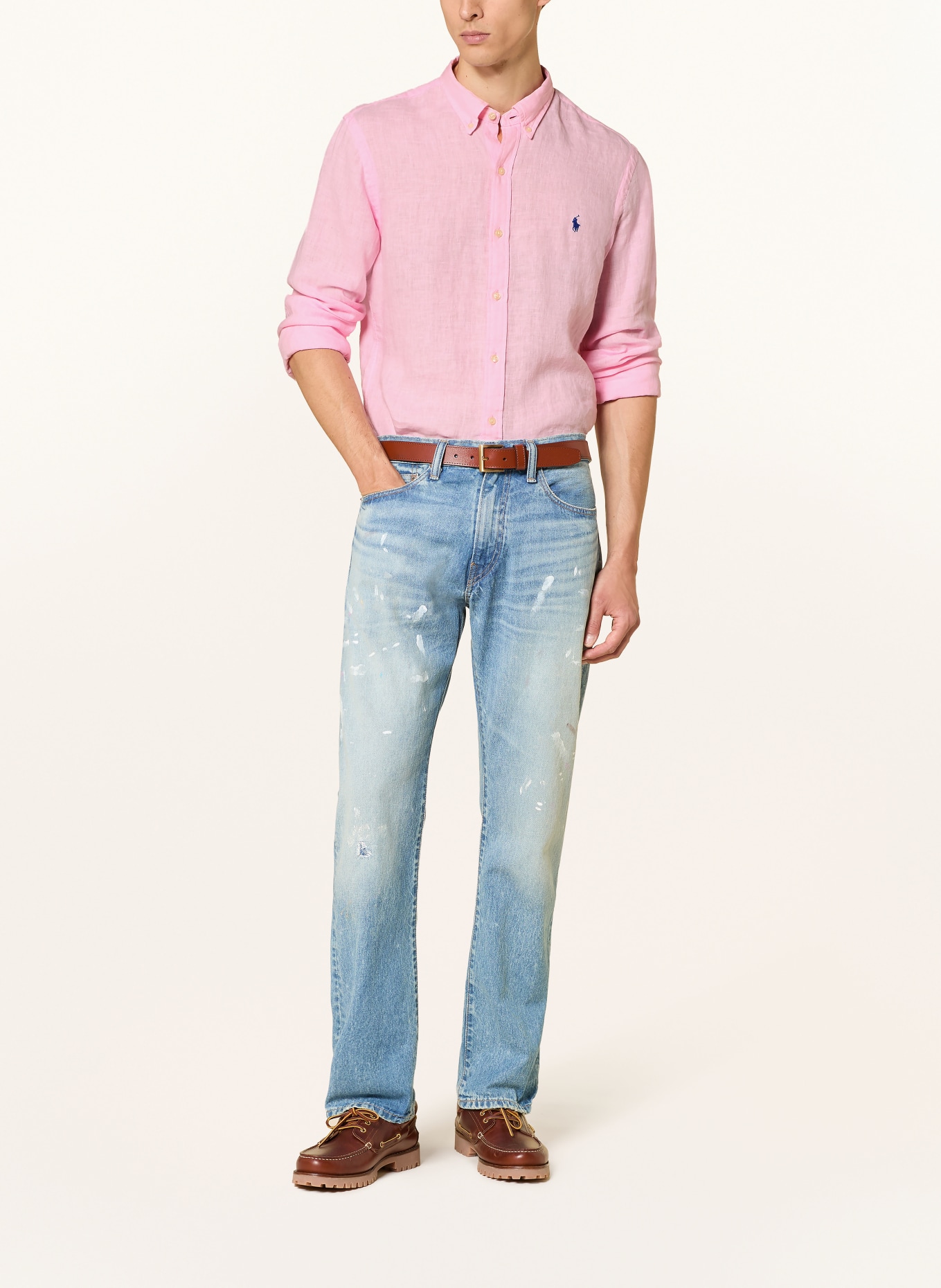 POLO RALPH LAUREN Slim-Fit Linen Shirt: PINK