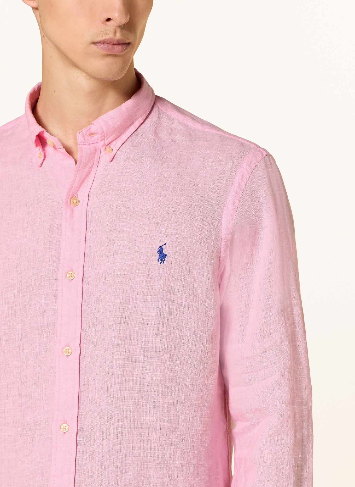 POLO RALPH LAUREN Slim-Fit Linen Shirt: PINK