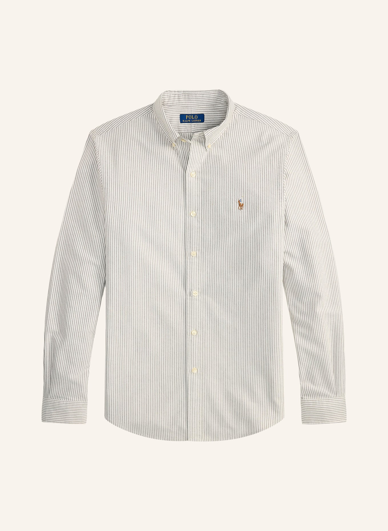 POLO RALPH LAUREN Overhemd Custom Fit: WIT / TAUPE