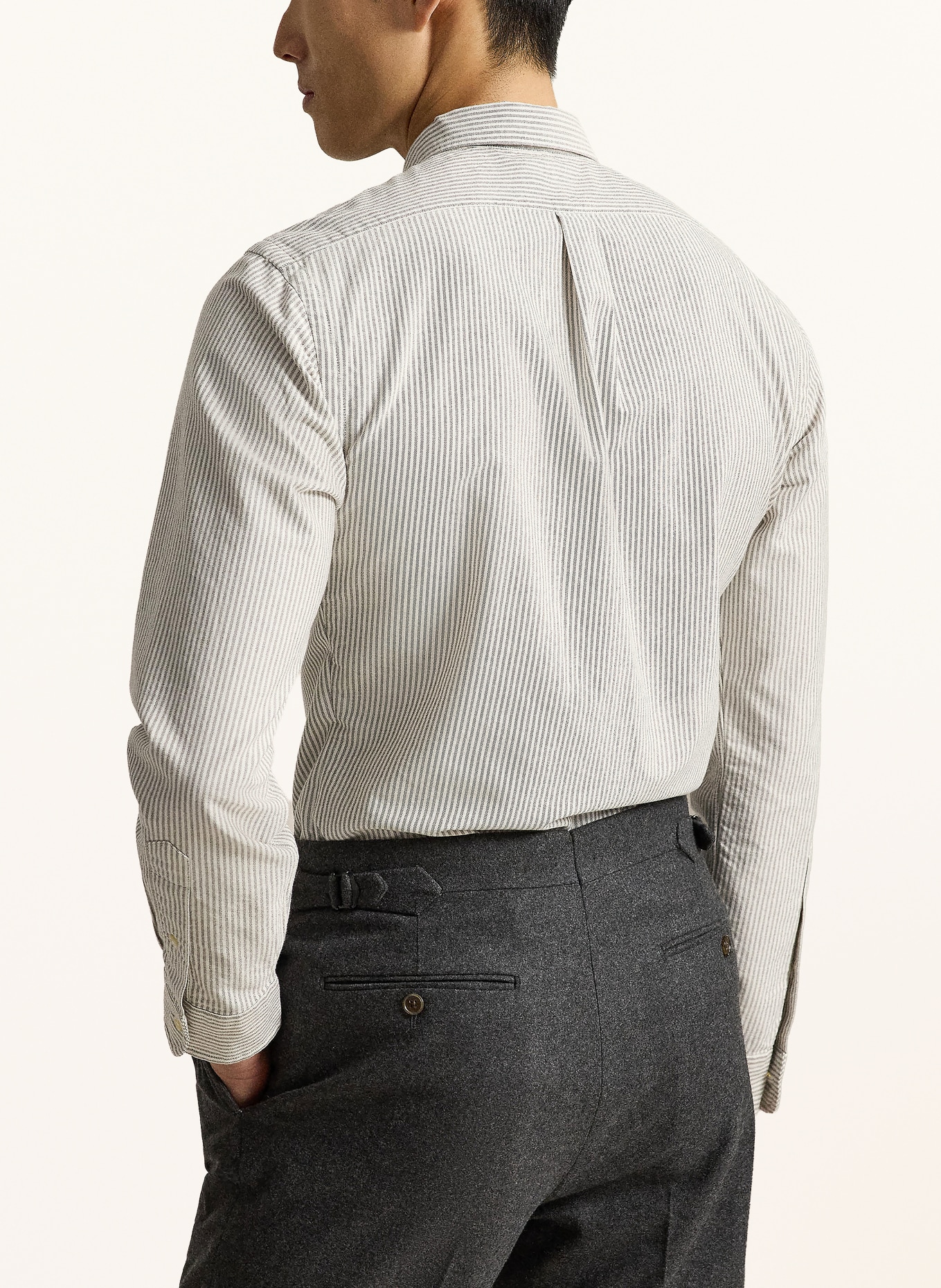 POLO RALPH LAUREN Overhemd Custom Fit: WIT / TAUPE