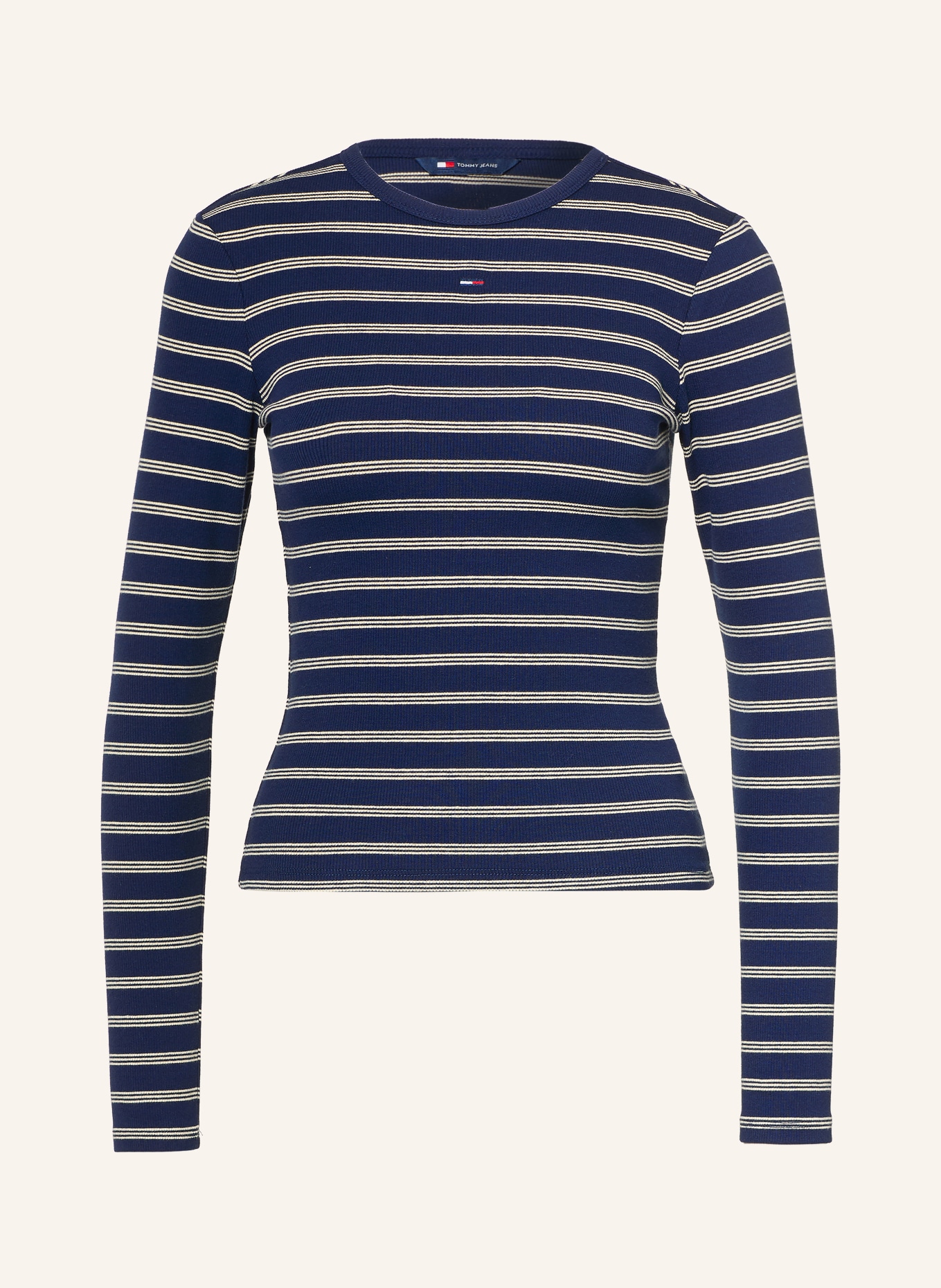 TOMMY JEANS Long sleeve shirt: DARK BLUE / WHITE