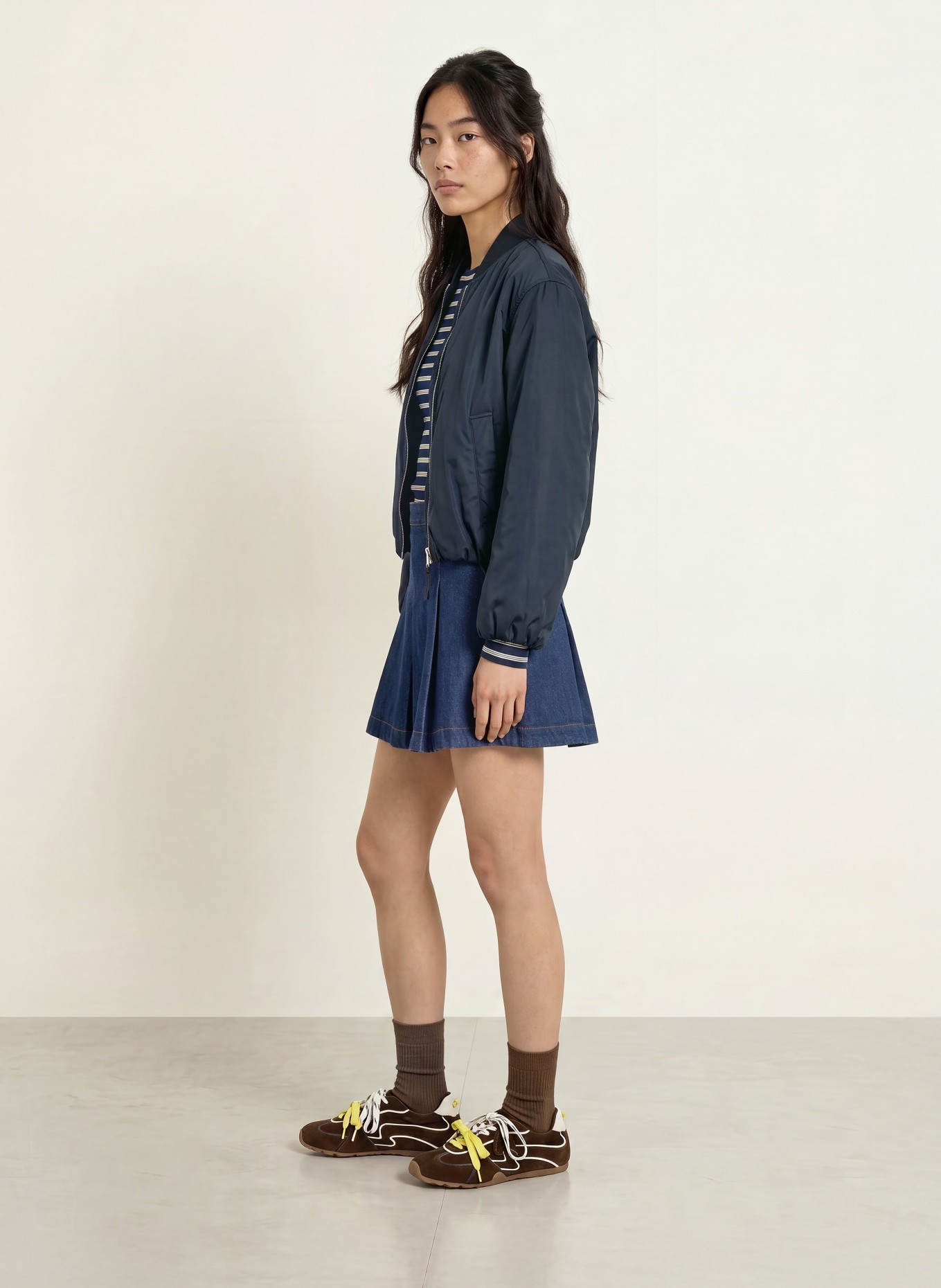 TOMMY JEANS Long sleeve shirt: DARK BLUE / WHITE