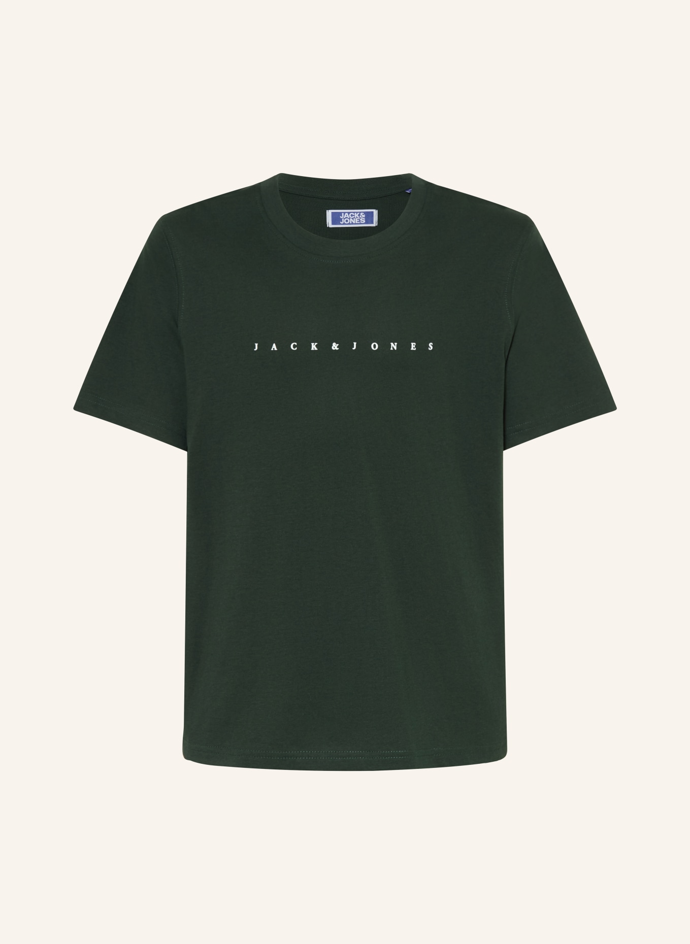 JACK&JONES T-Shirt: DUNKELGRÜN / WEISS