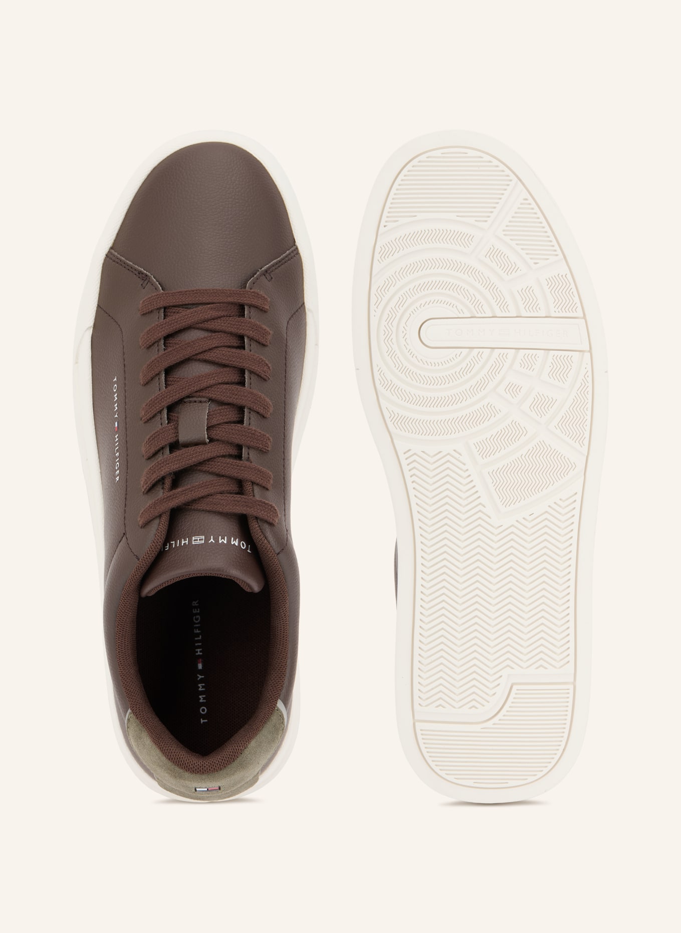 TOMMY HILFIGER Sneaker: DUNKELBRAUN / OLIV