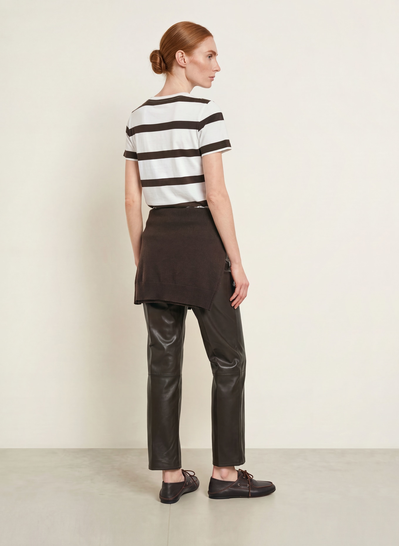 TOMMY HILFIGER T-shirt: ÉCRU / MARRON FONCÉ