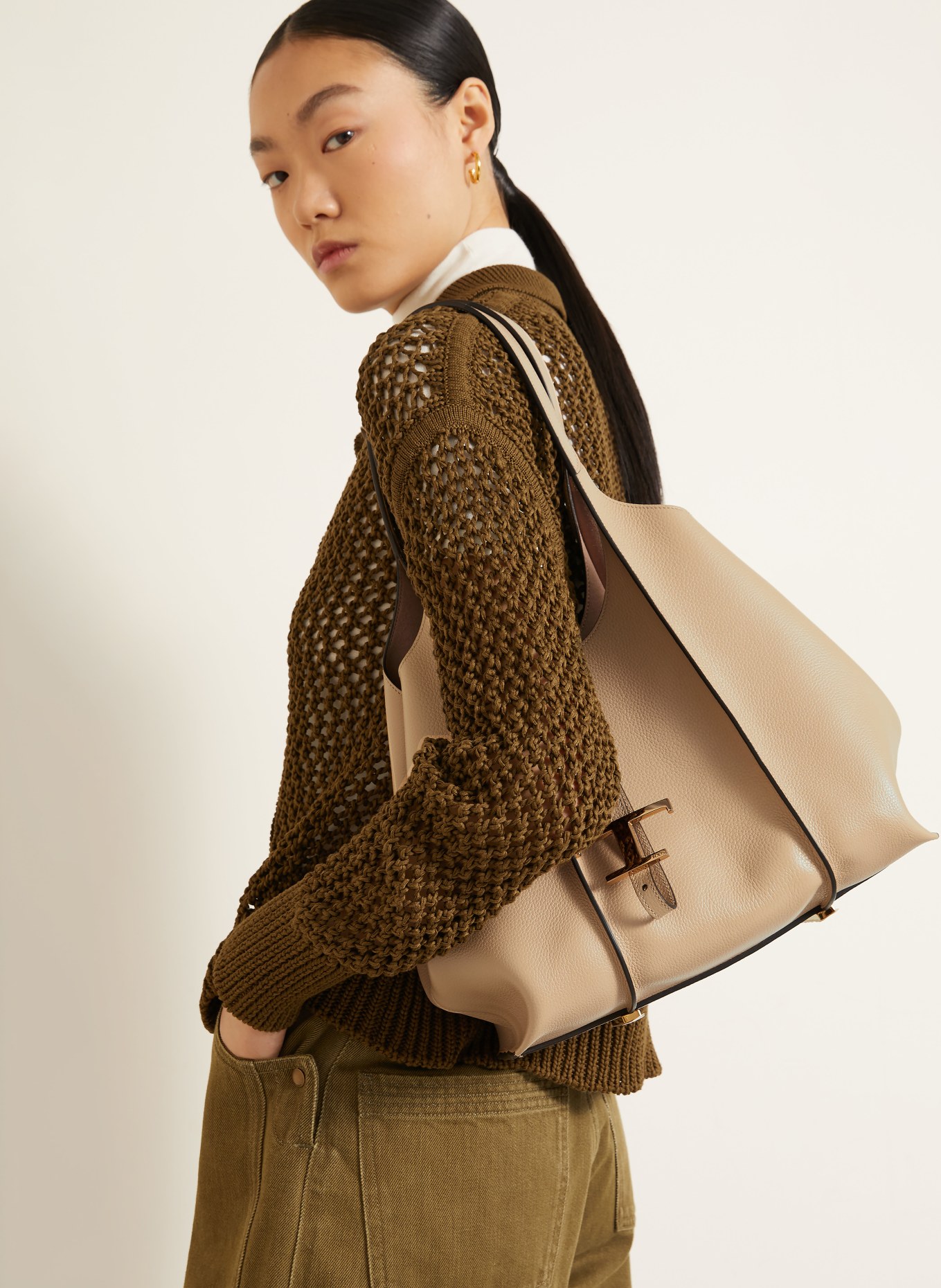 TOD'S Beuteltasche mit Pouch: HELLBRAUN