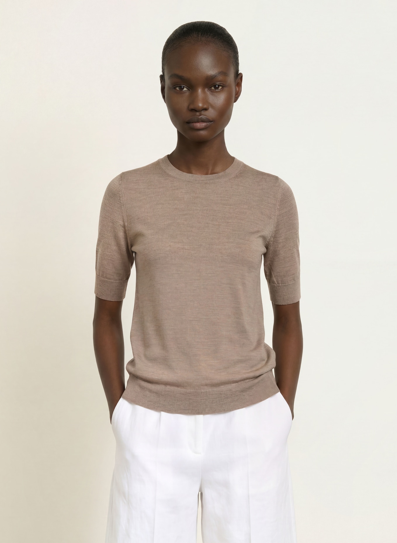 BOSS Strickshirt FARBELLA: BRAUN