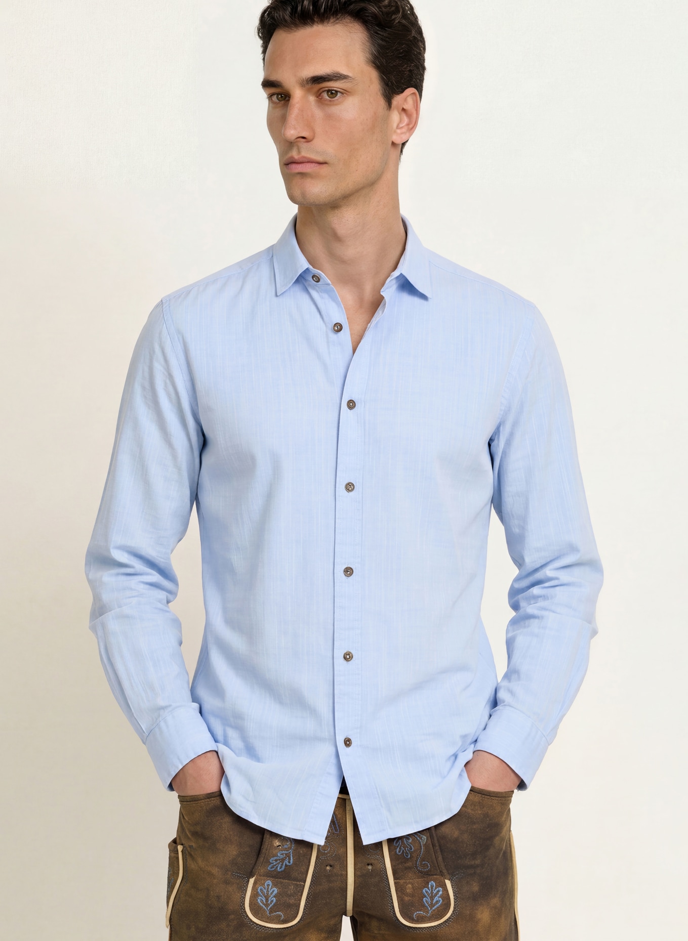 OLYMP Trachtenhemd Casual regular fit: HELLBLAU