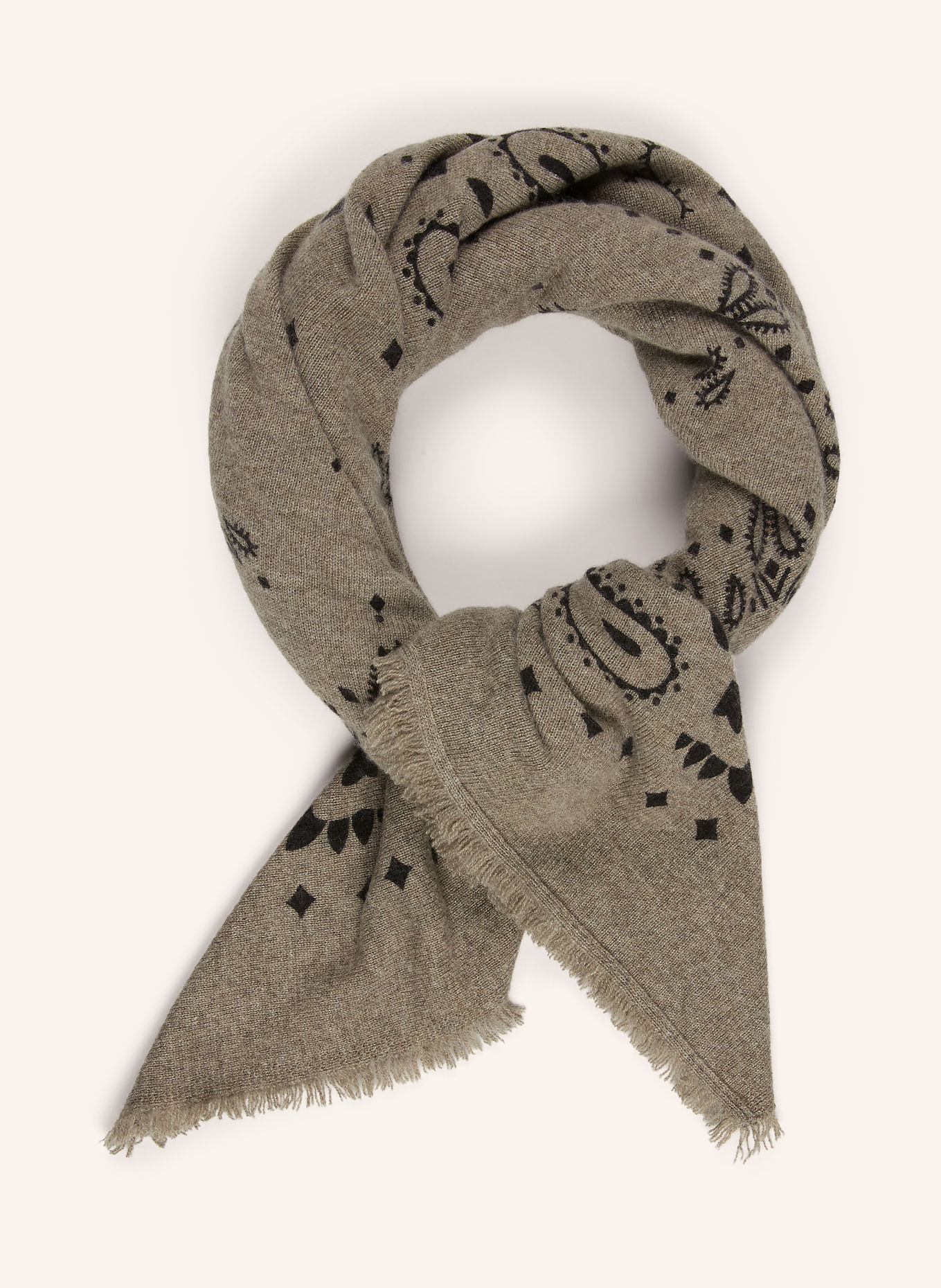 KUJTEN Cashmere-Tuch HACHIKO: KHAKI / SCHWARZ