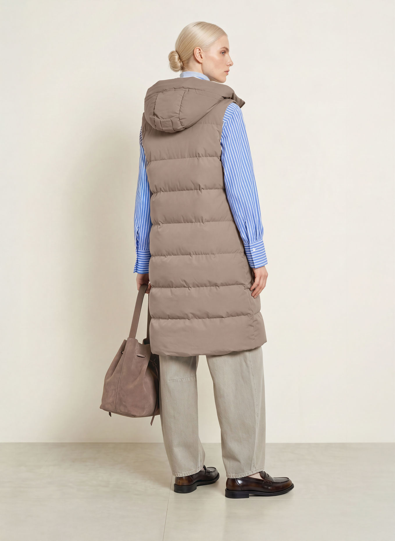 WELLENSTEYN Steppweste GOLDMINE LONG VEST mit DUPONT™ SORONA®-Isolierung: TAUPE