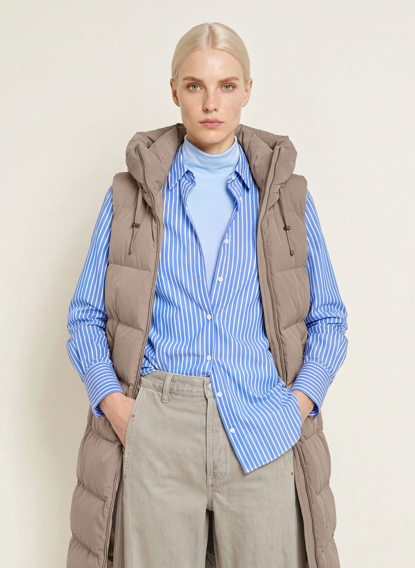 WELLENSTEYN Steppweste GOLDMINE LONG VEST mit DUPONT™ SORONA®-Isolierung: TAUPE
