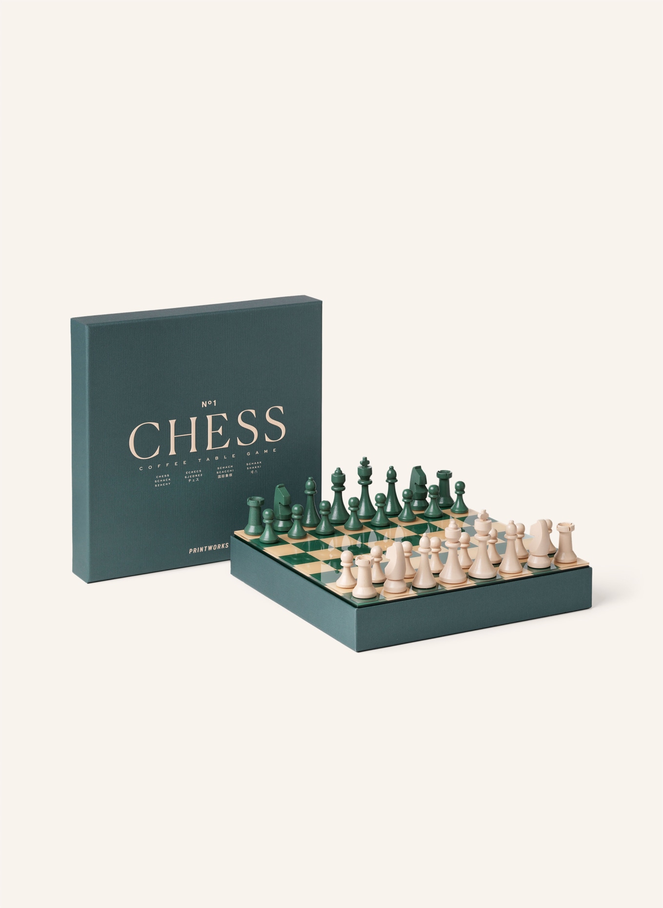 PRINTWORKS Bordspil CLASSIC CHESS: MØRKEGRØN / LYSEORANGE