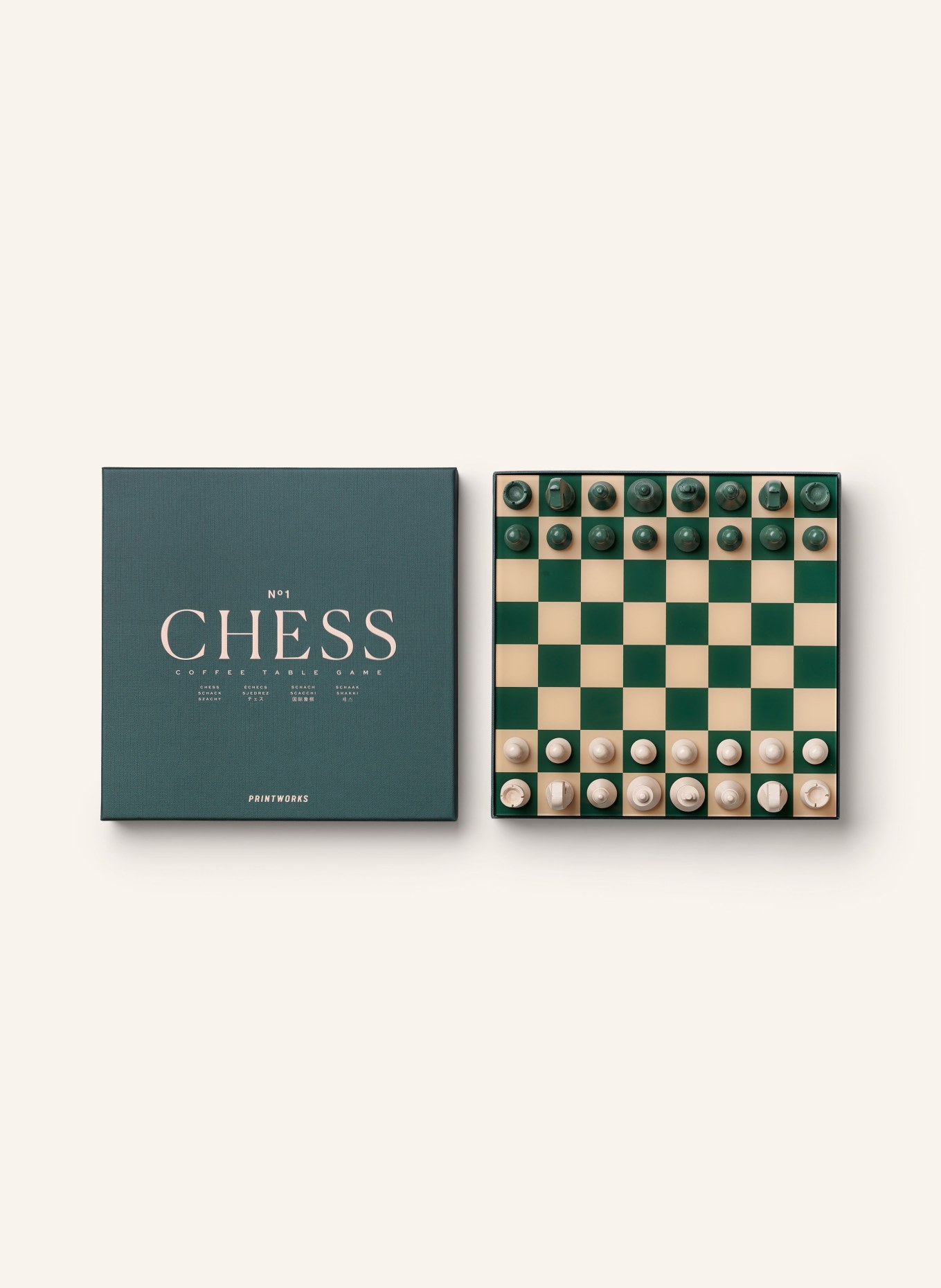 PRINTWORKS Bordspil CLASSIC CHESS: MØRKEGRØN / LYSEORANGE