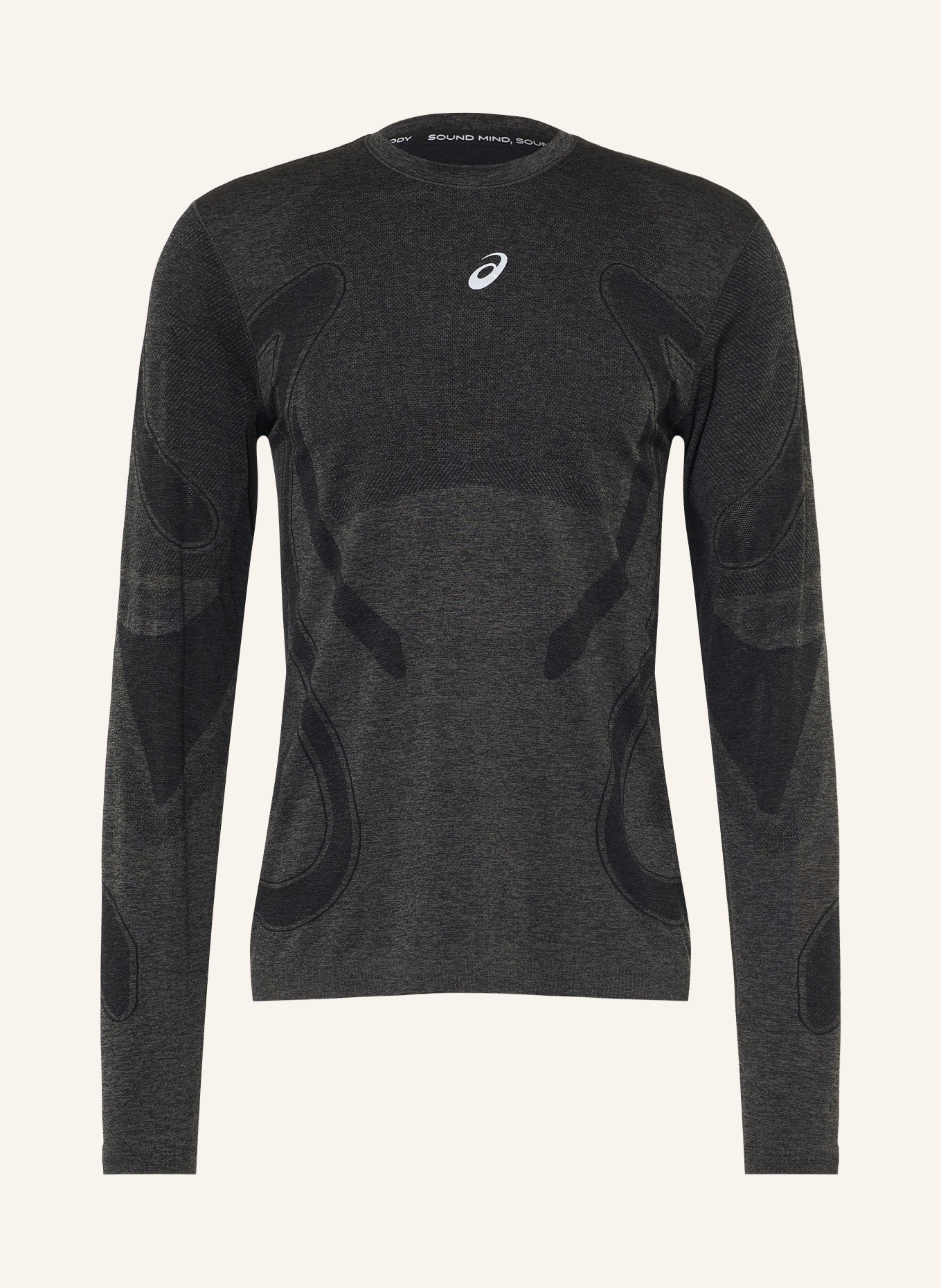 ASICS ROAD SEAMLESS LS running shirt: BLACK / DARK GRAY