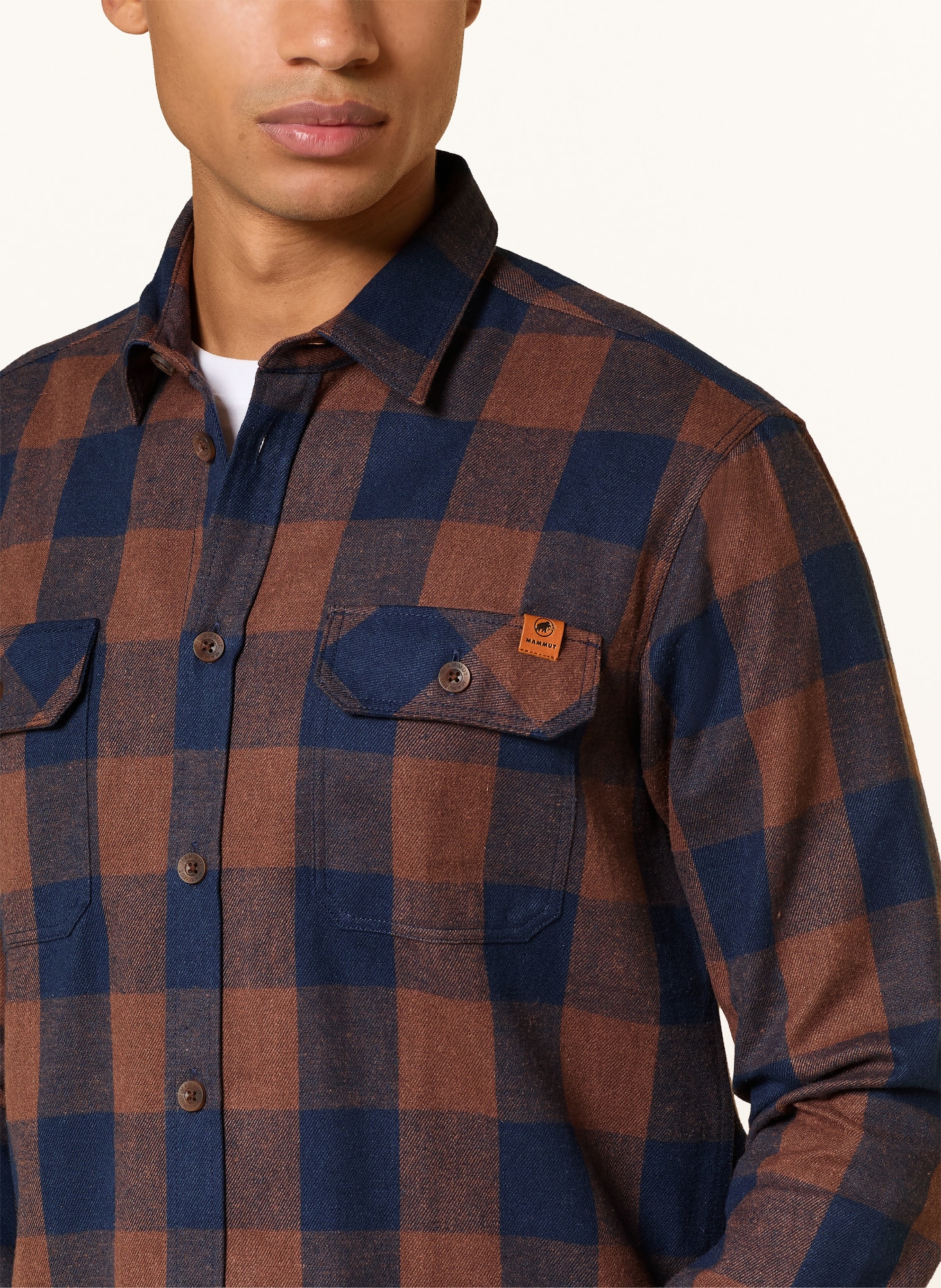 MAMMUT Outdoor shirt TAMARO: BROWN / DARK BLUE