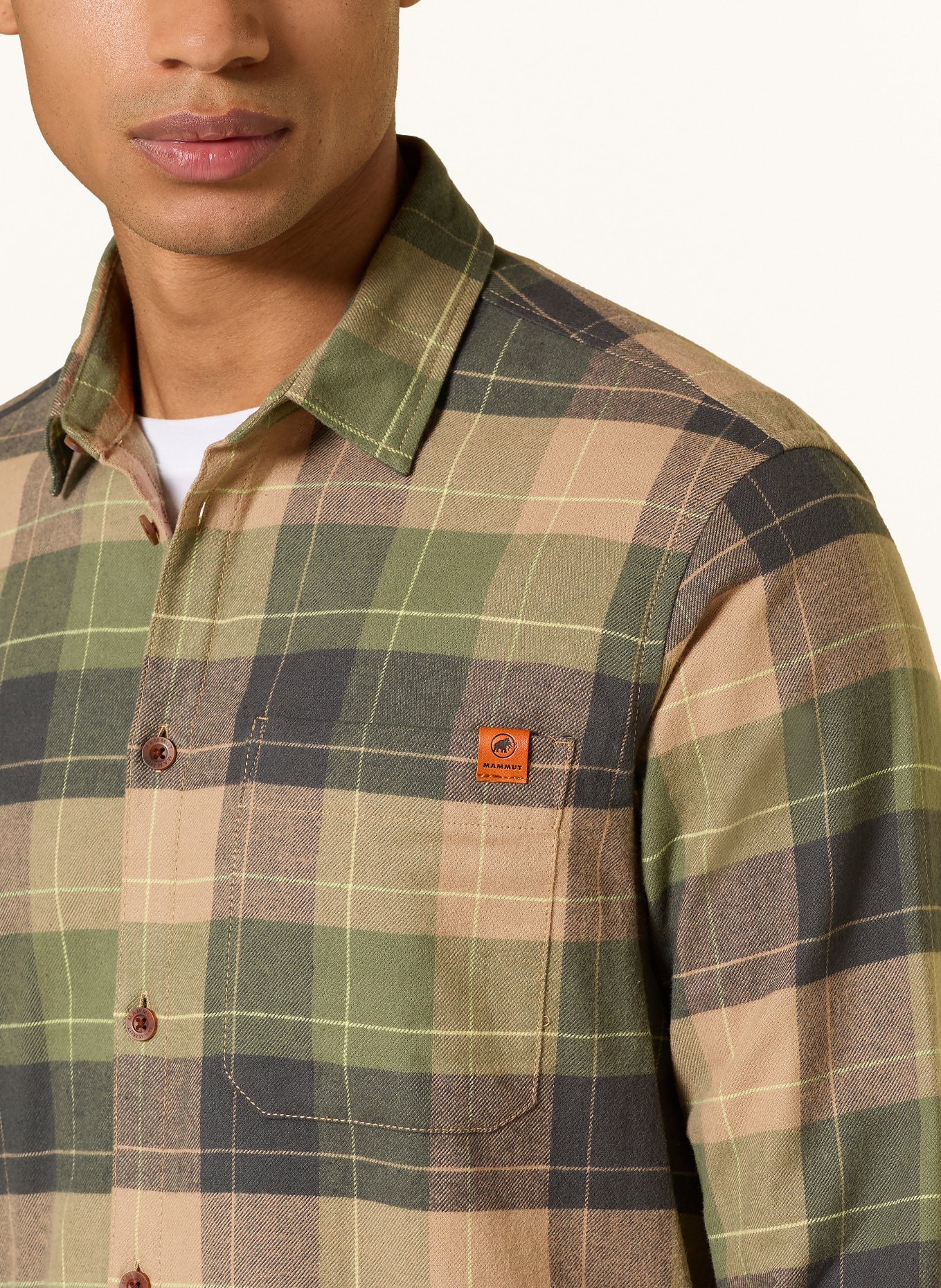 MAMMUT Outdoor shirt TROVAT: GREEN / BEIGE / LIGHT YELLOW