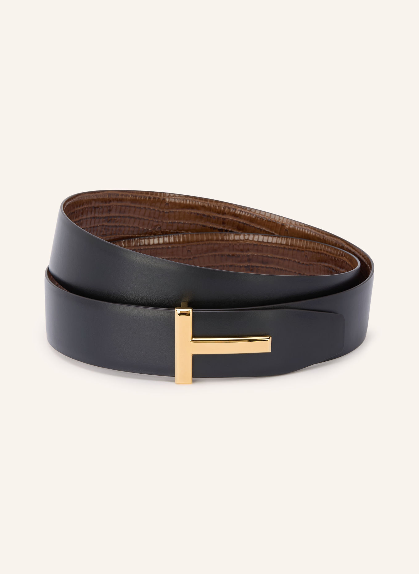 TOM FORD ceinture: MARRON / OR / NOIR