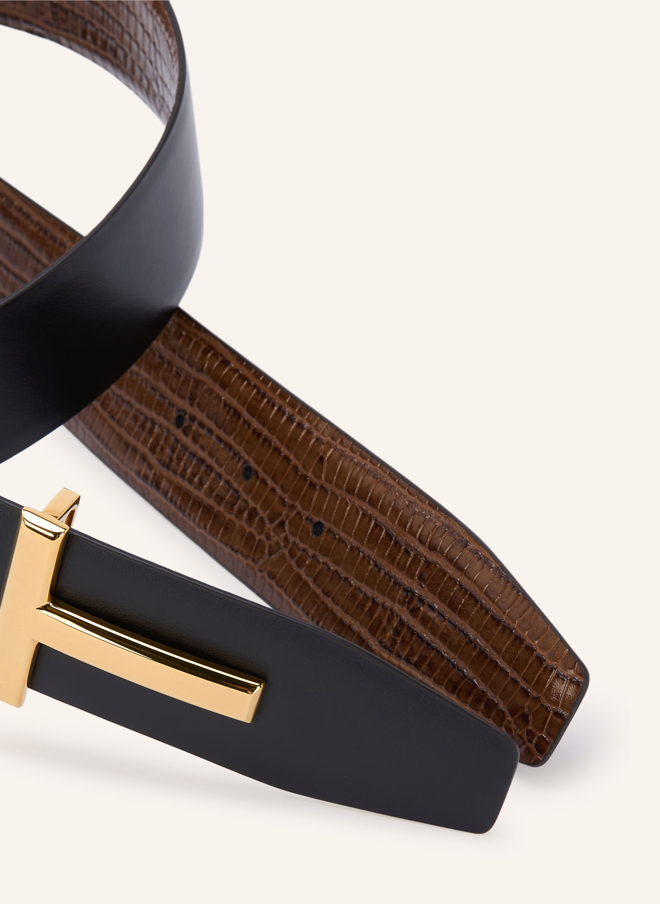 TOM FORD ceinture: MARRON / OR / NOIR