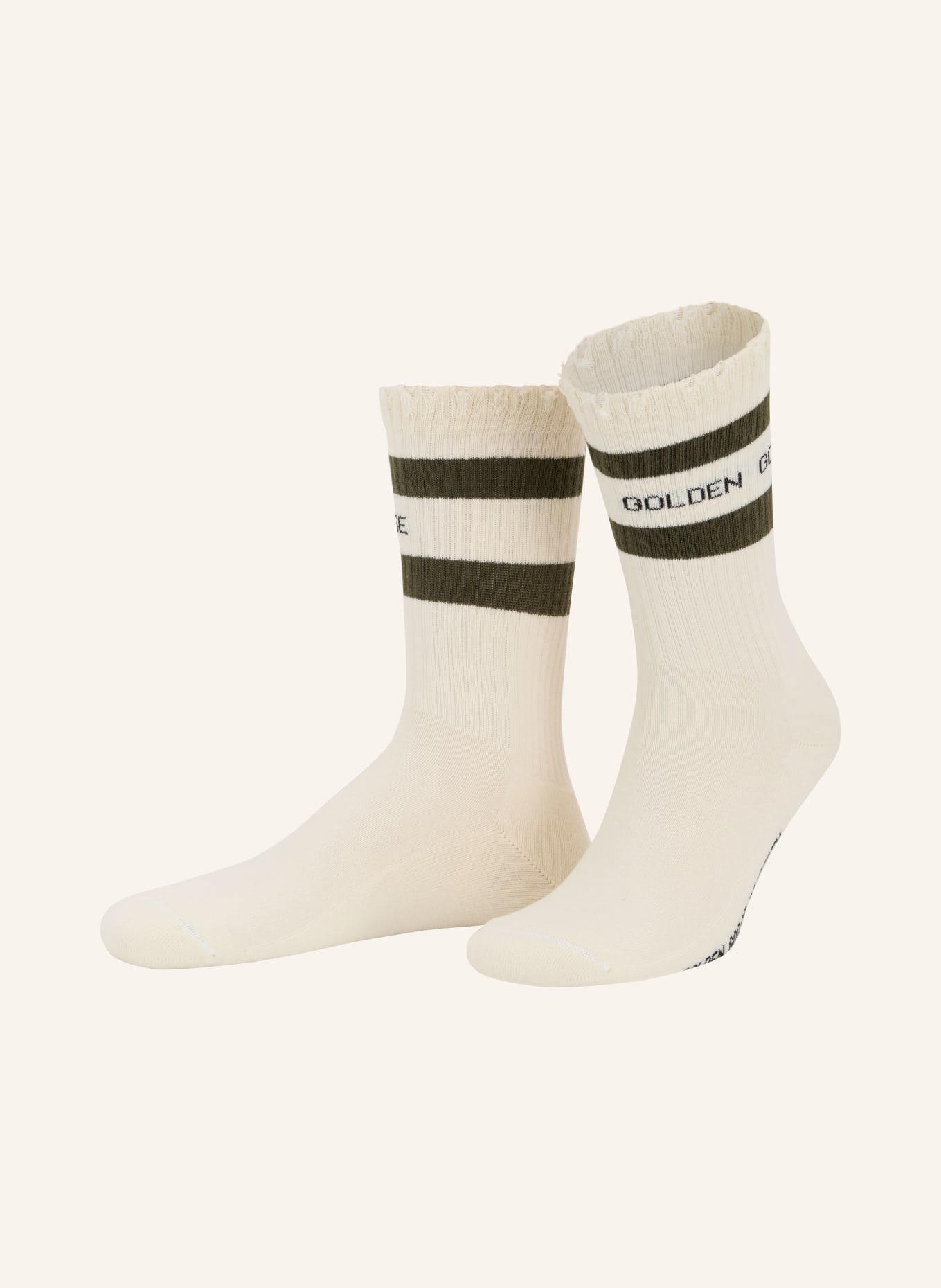 GOLDEN GOOSE Socks: CREAM / DARK GREEN / BLACK