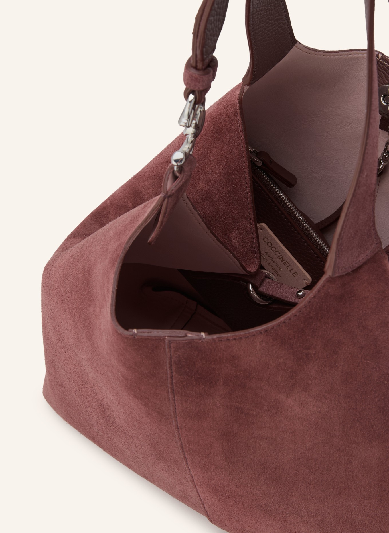 COCCINELLE Hobo-tas met etui: DONKERROOD