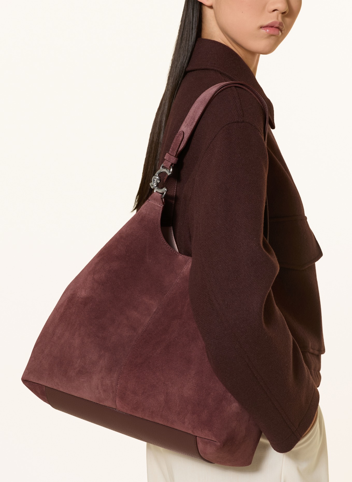 COCCINELLE Hobo-Bag mit Pouch: DUNKELROT