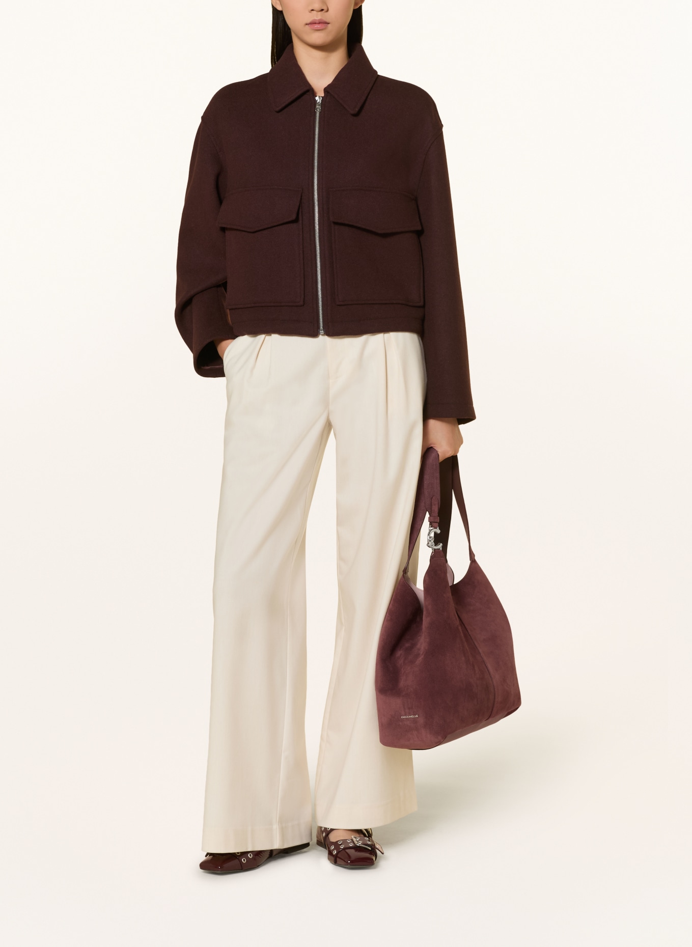 COCCINELLE Hobo-Bag mit Pouch: DUNKELROT