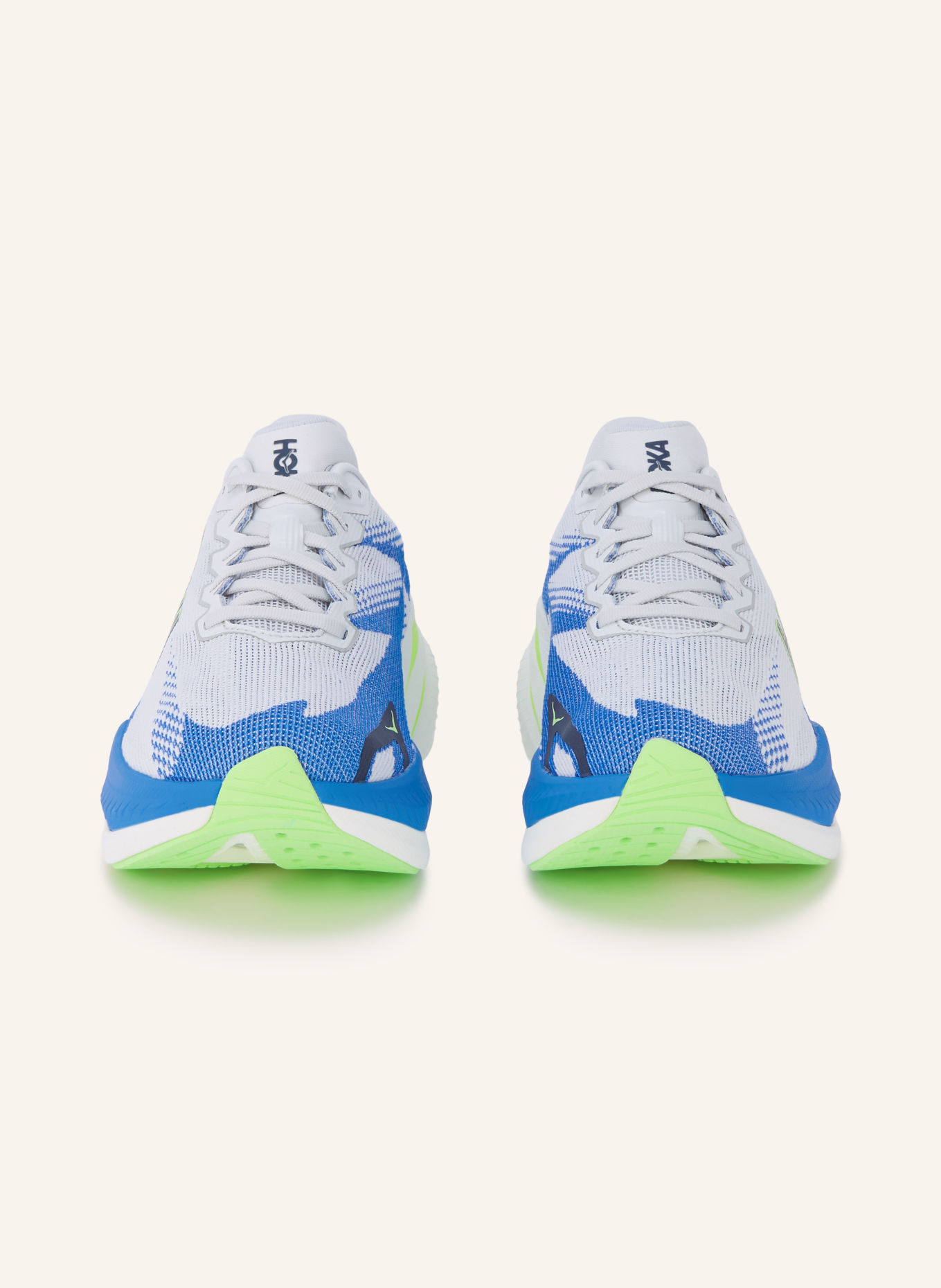 HOKA Hardloopschoenen MACH X3: BLAUW / LICHTGRIJS / NEONGROEN