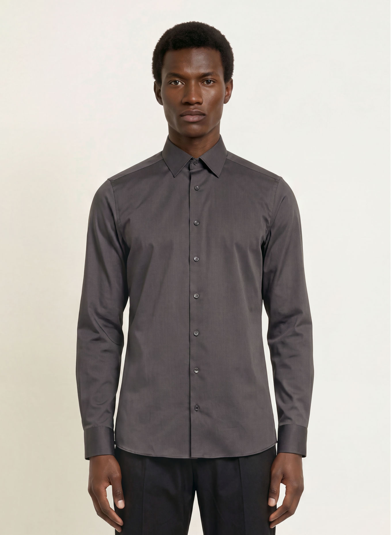 OLYMP Chemise Level Five coupe ajustée: GRIS FONCÉ