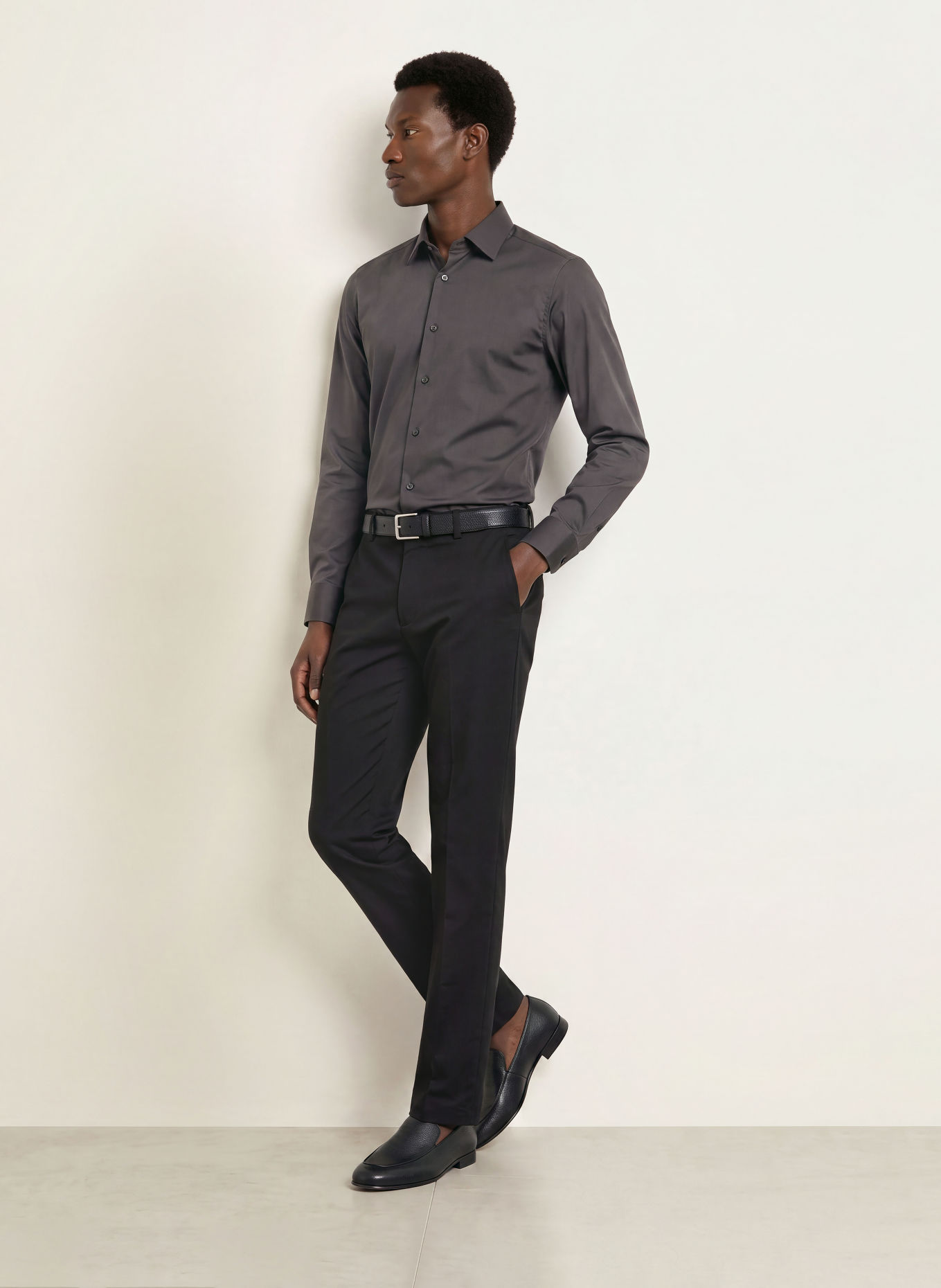 OLYMP Chemise Level Five coupe ajustée: GRIS FONCÉ