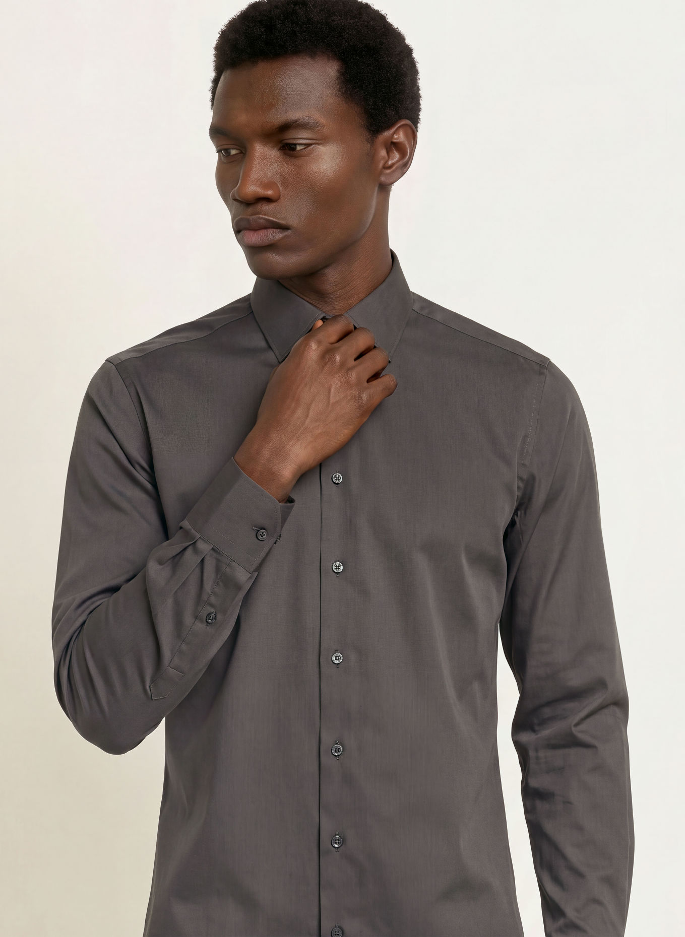 OLYMP Chemise Level Five coupe ajustée: GRIS FONCÉ