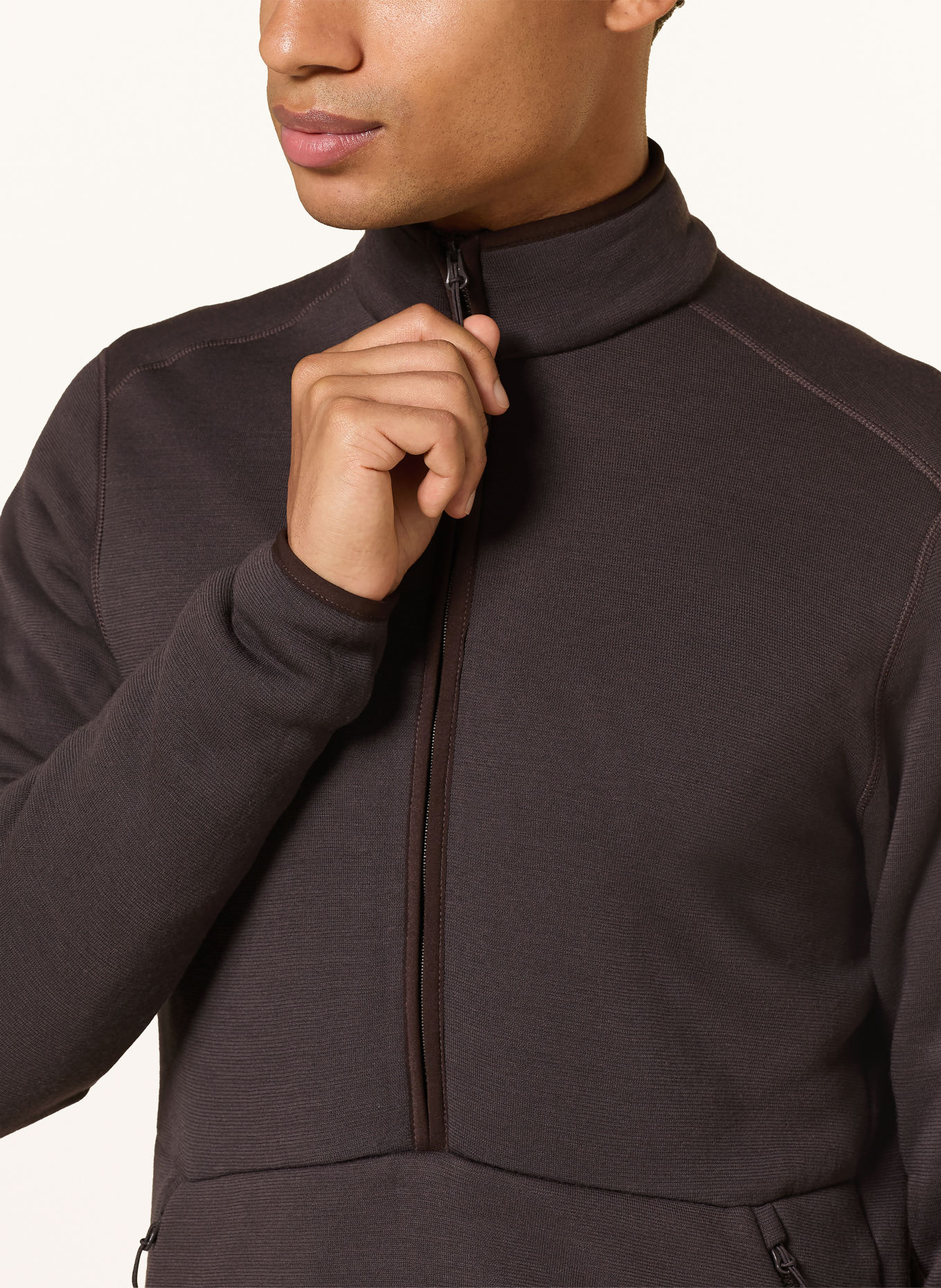 odlo WOOL Midlayer made of merino wool: DARK BROWN