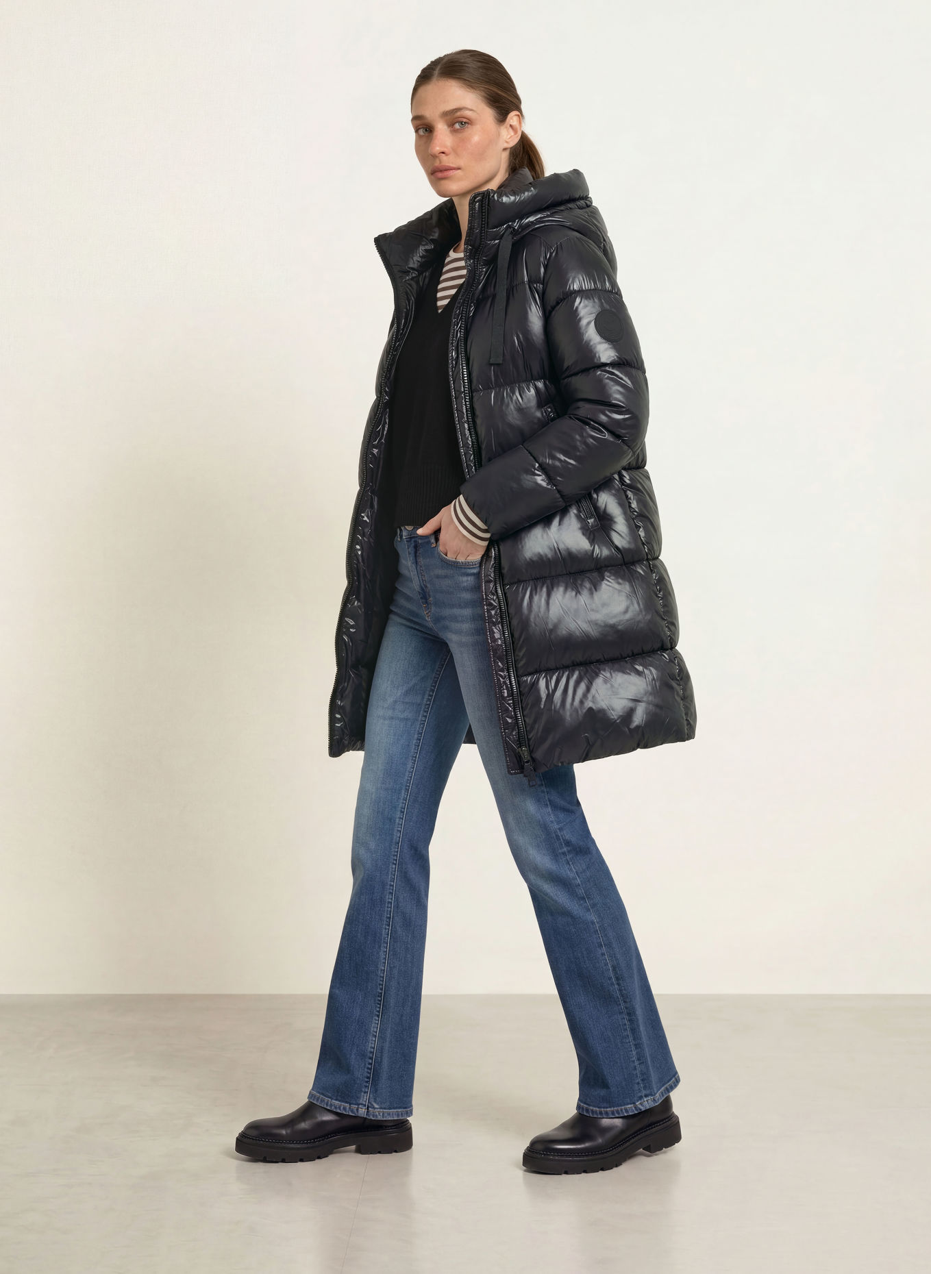 SAVE THE DUCK ISABEL quilted coat: BLACK