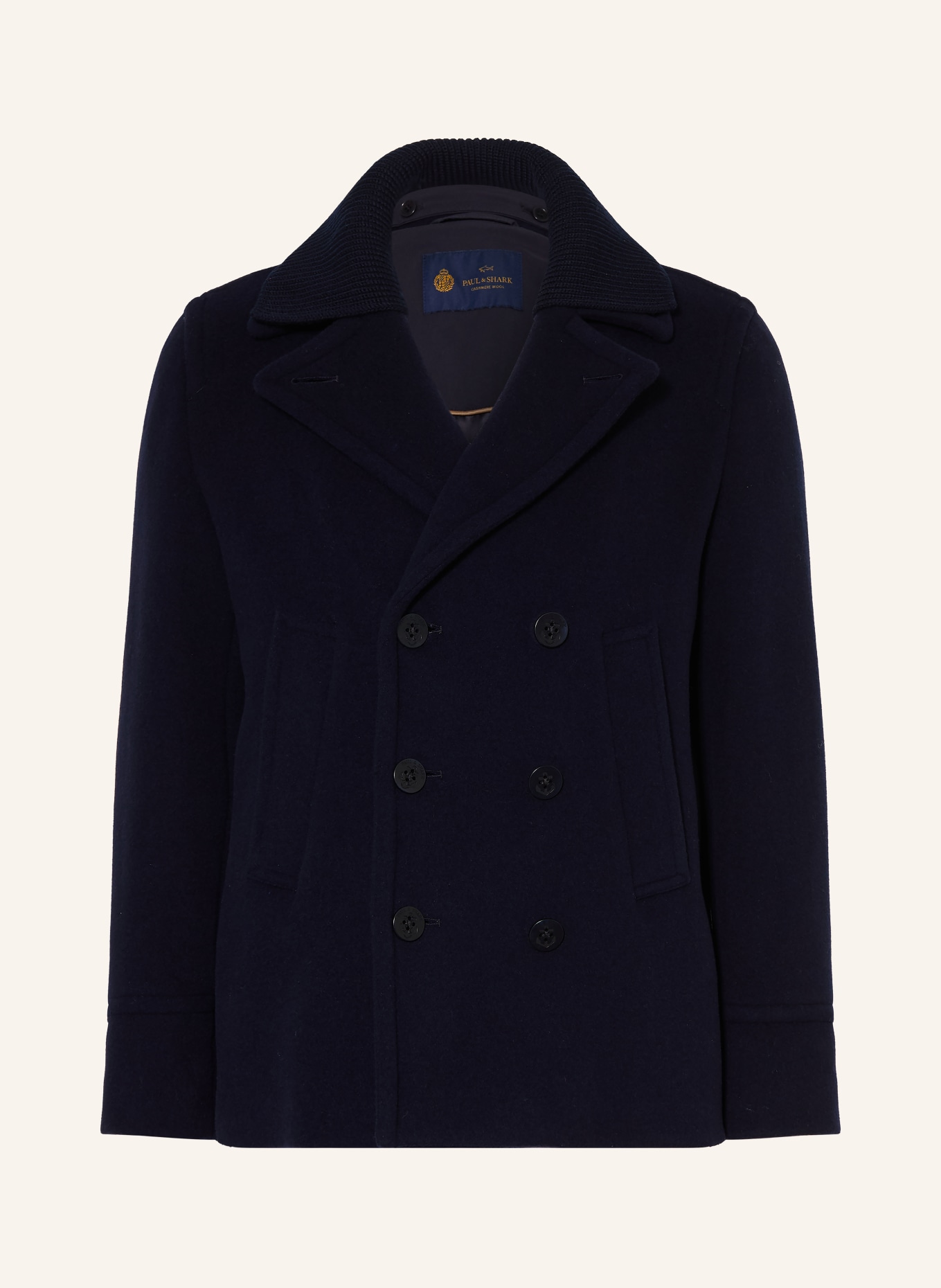 PAUL & SHARK Pea coat with detachable collar: DARK BLUE