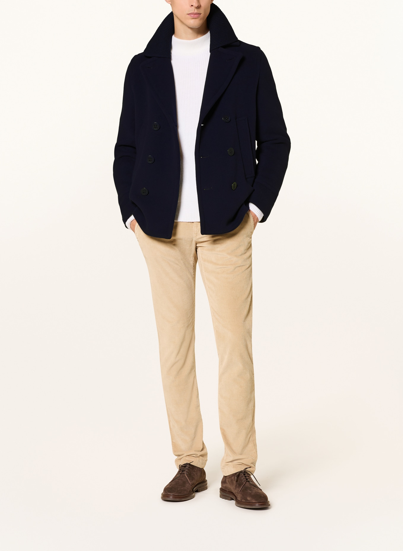 PAUL & SHARK Pea coat with detachable collar: DARK BLUE