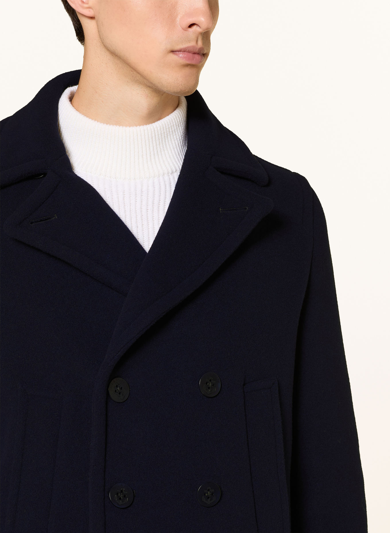 PAUL & SHARK Pea coat with detachable collar: DARK BLUE