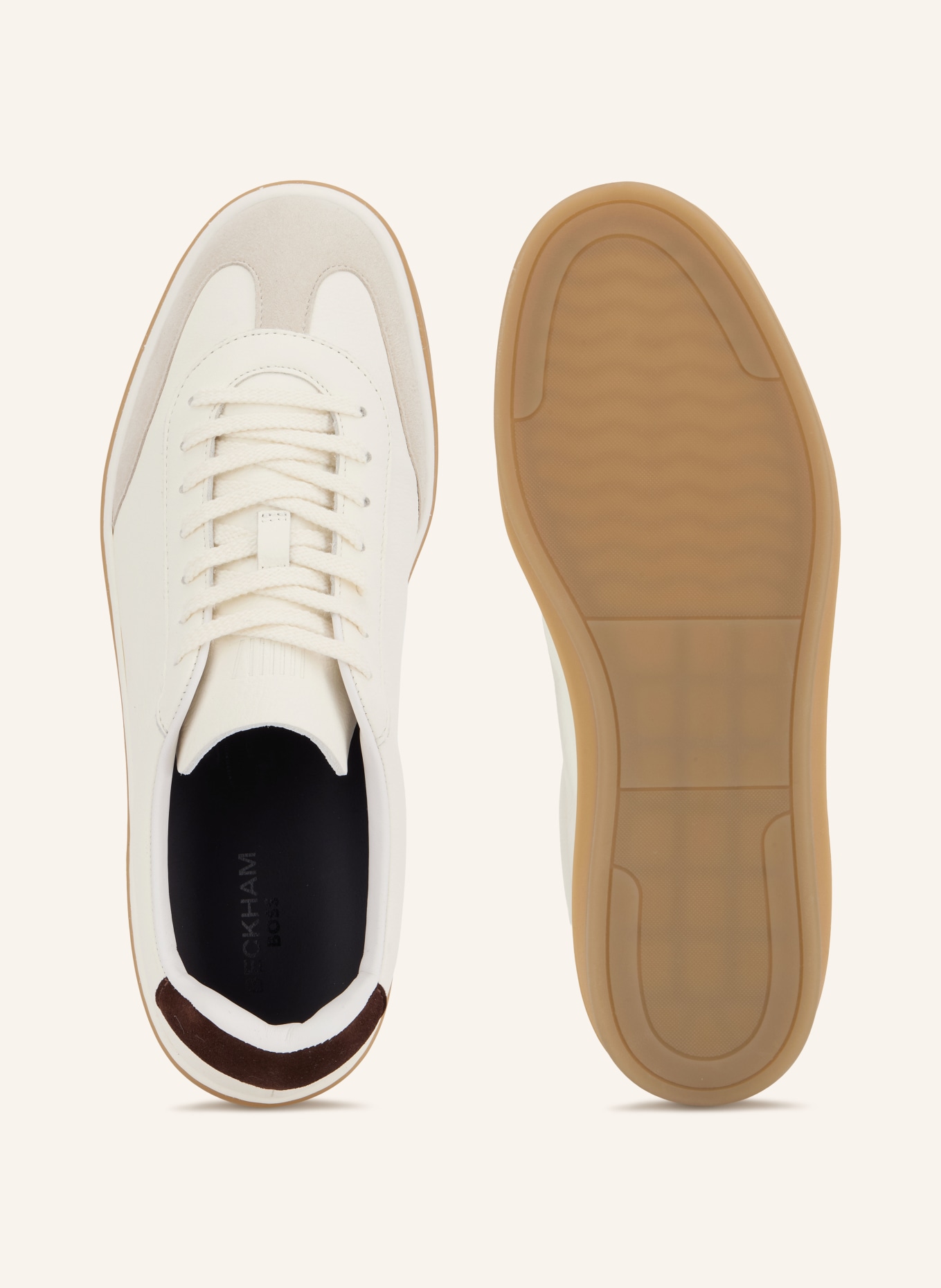BOSS Sneaker ZAREK: WEISS / DUNKELBRAUN / HELLGRAU
