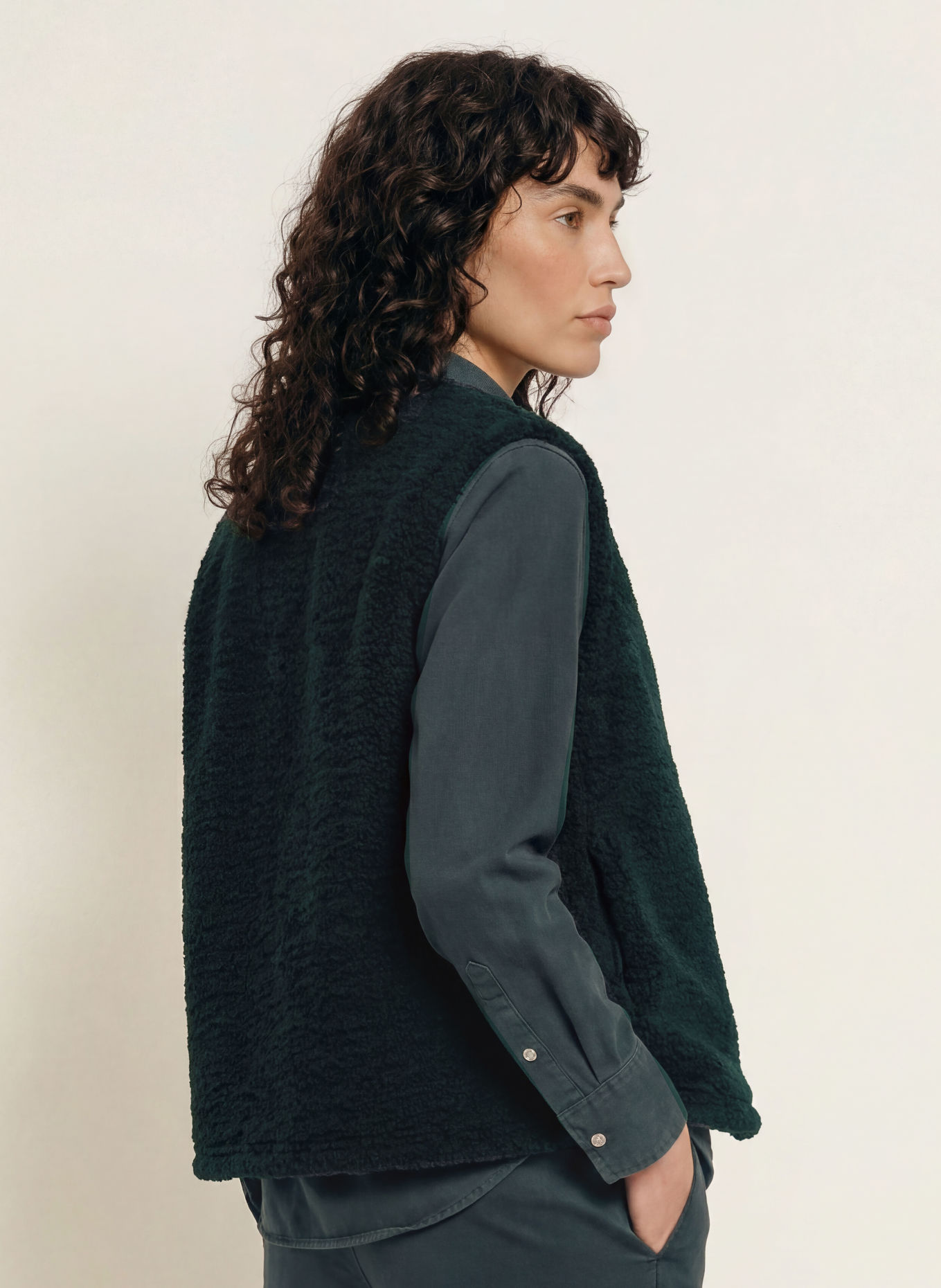 SAMSØE SAMSØE Teddyfell-vest SAAUTUMNS: DONKERBLAUW