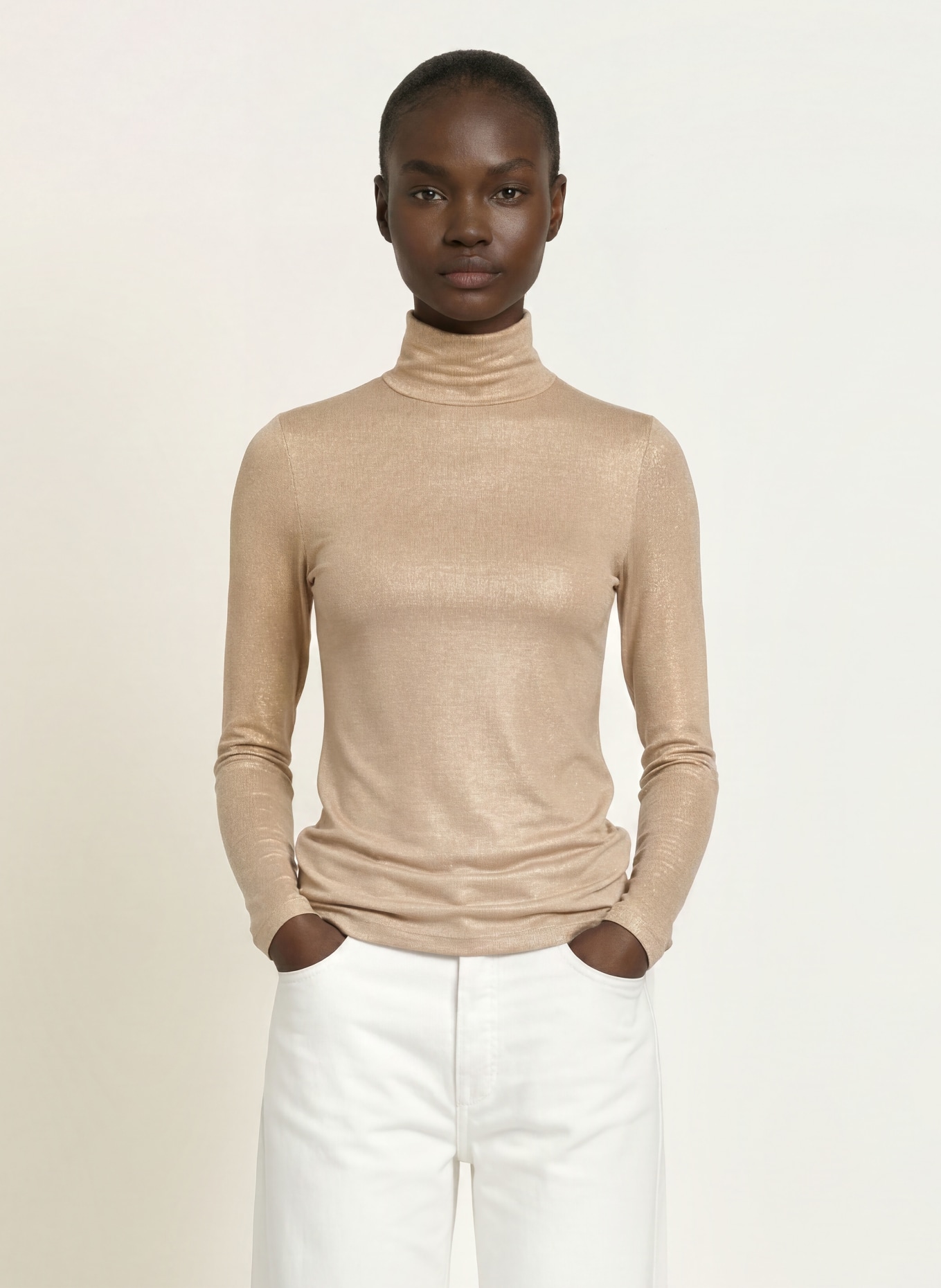 MAJESTIC FILATURES Longsleeve mit Glitzergarn: GOLD