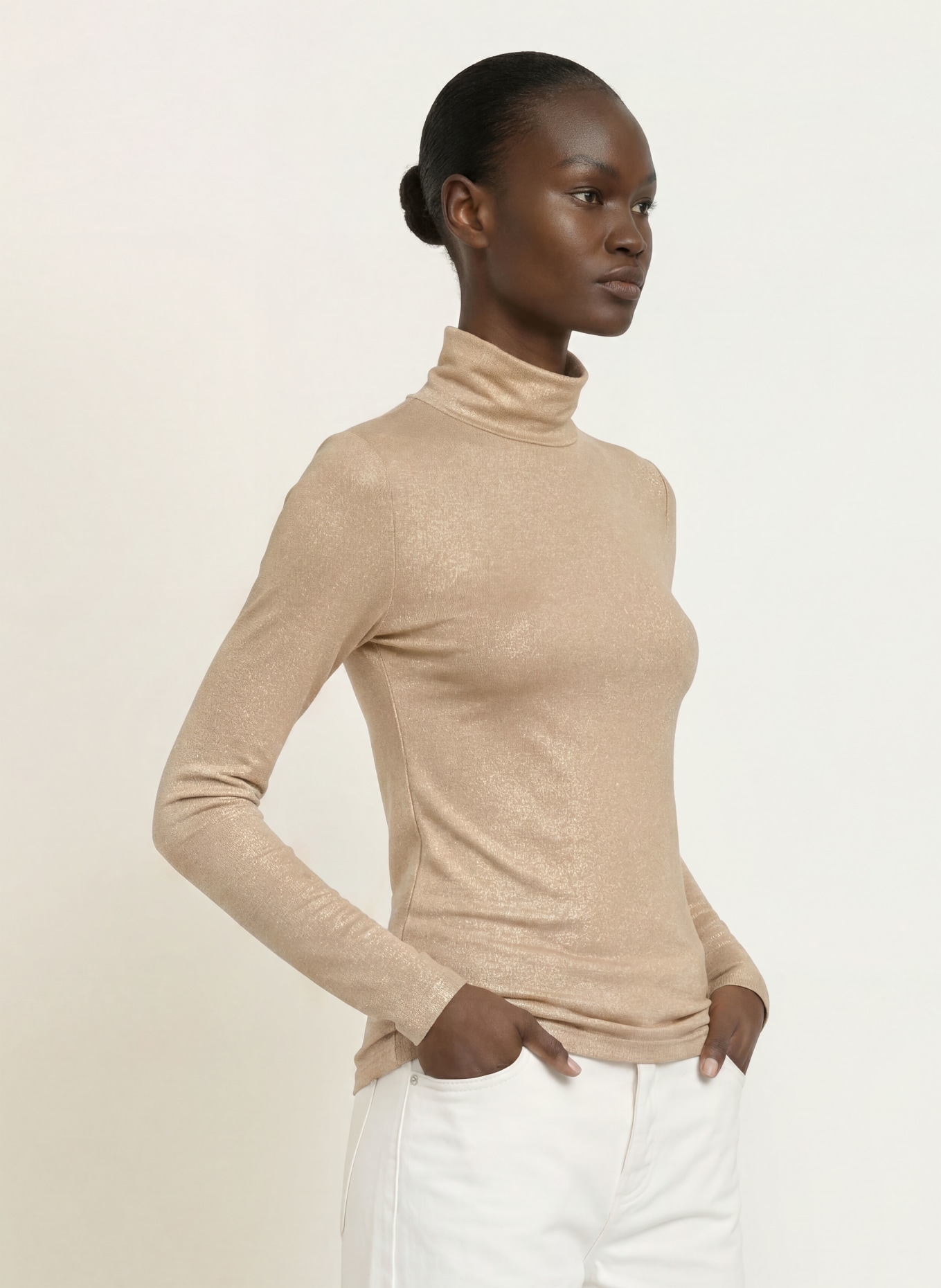 MAJESTIC FILATURES Longsleeve mit Glitzergarn: GOLD