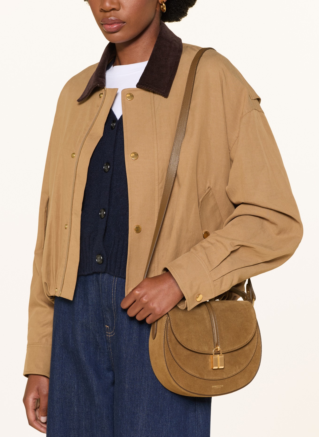 DEMELLIER Schoudertas THE SIENA: BEIGE / GOUD